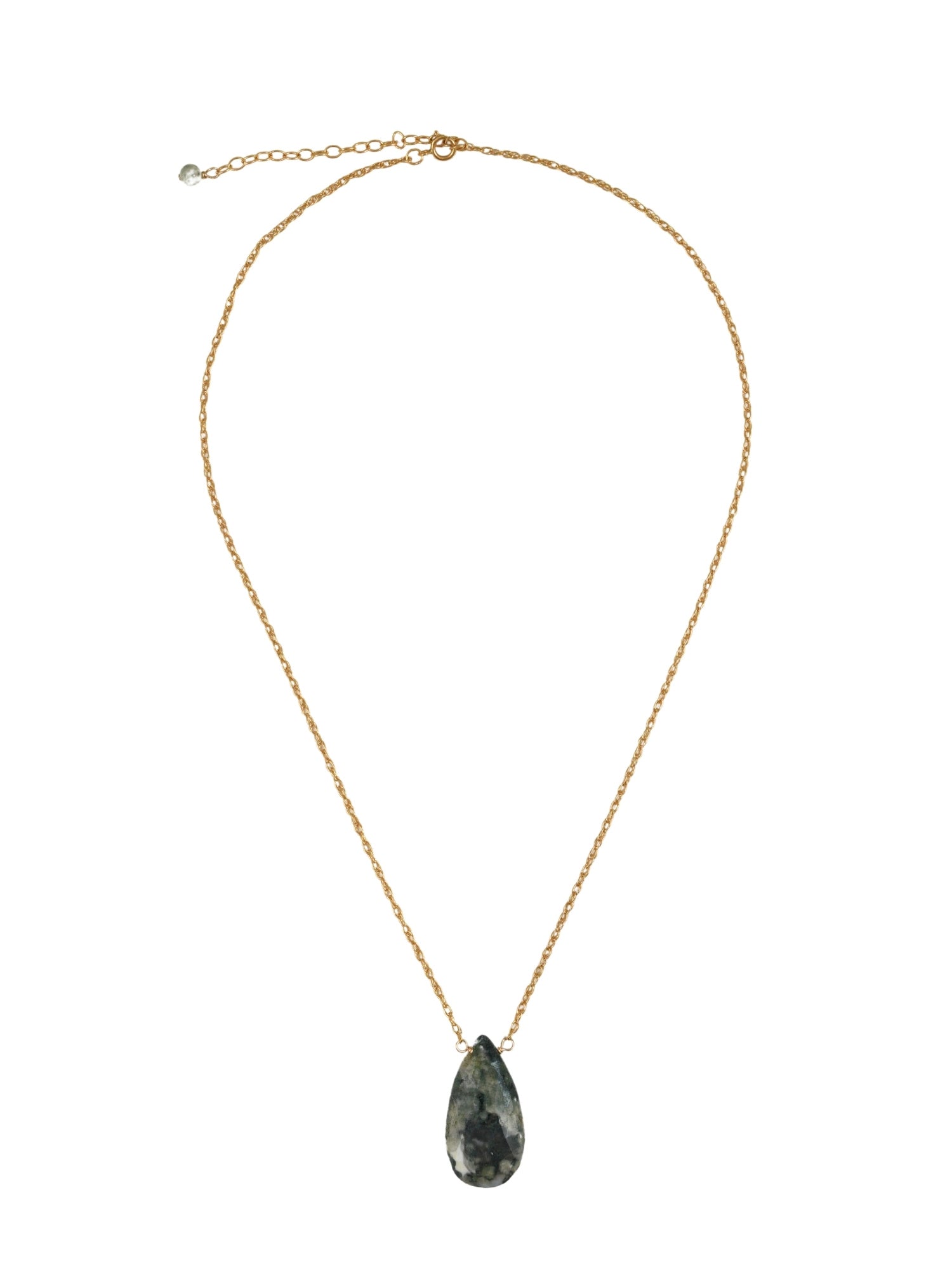 Moss Agate Teardrop Necklace