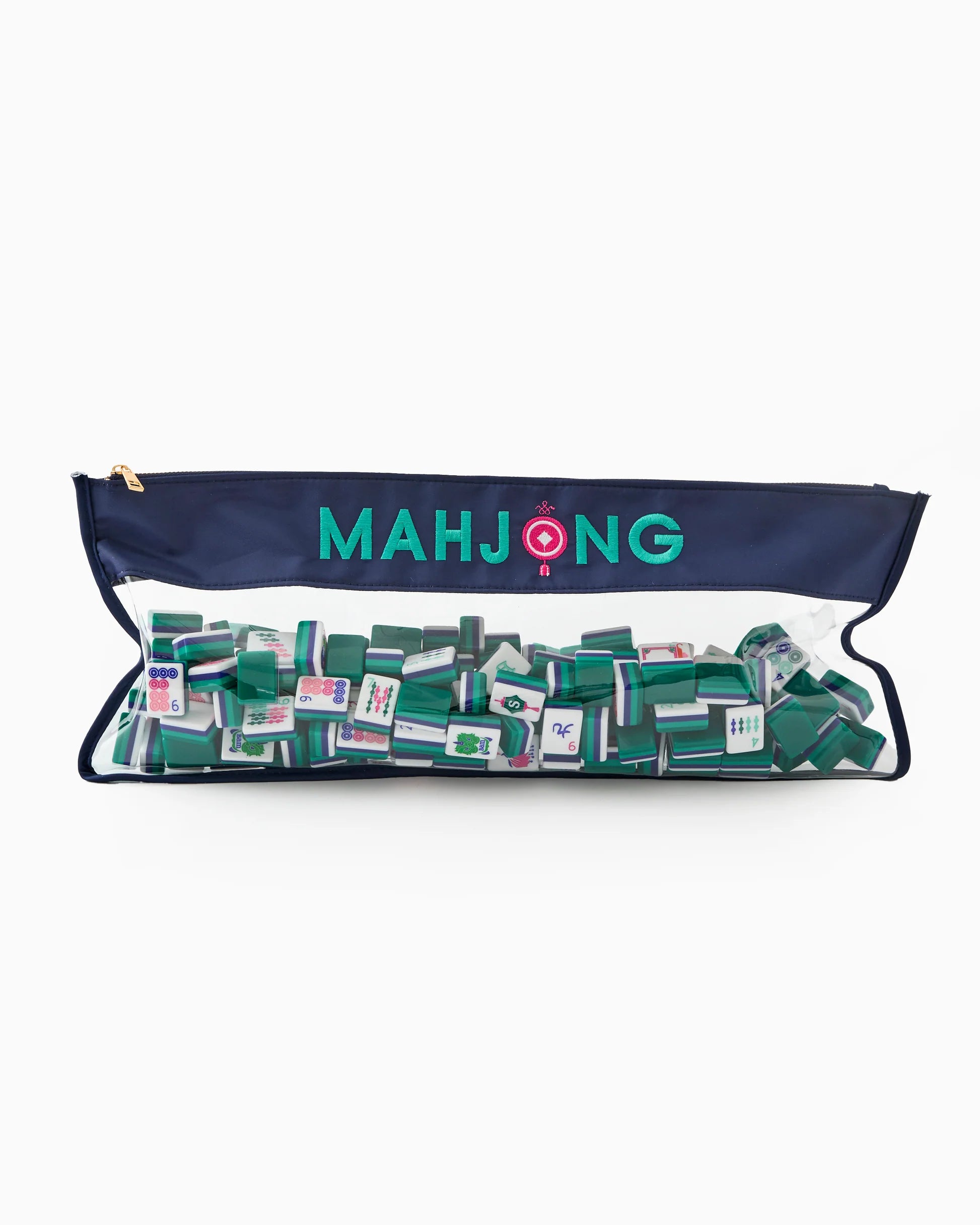 Navy Stitched Mahjong Bag