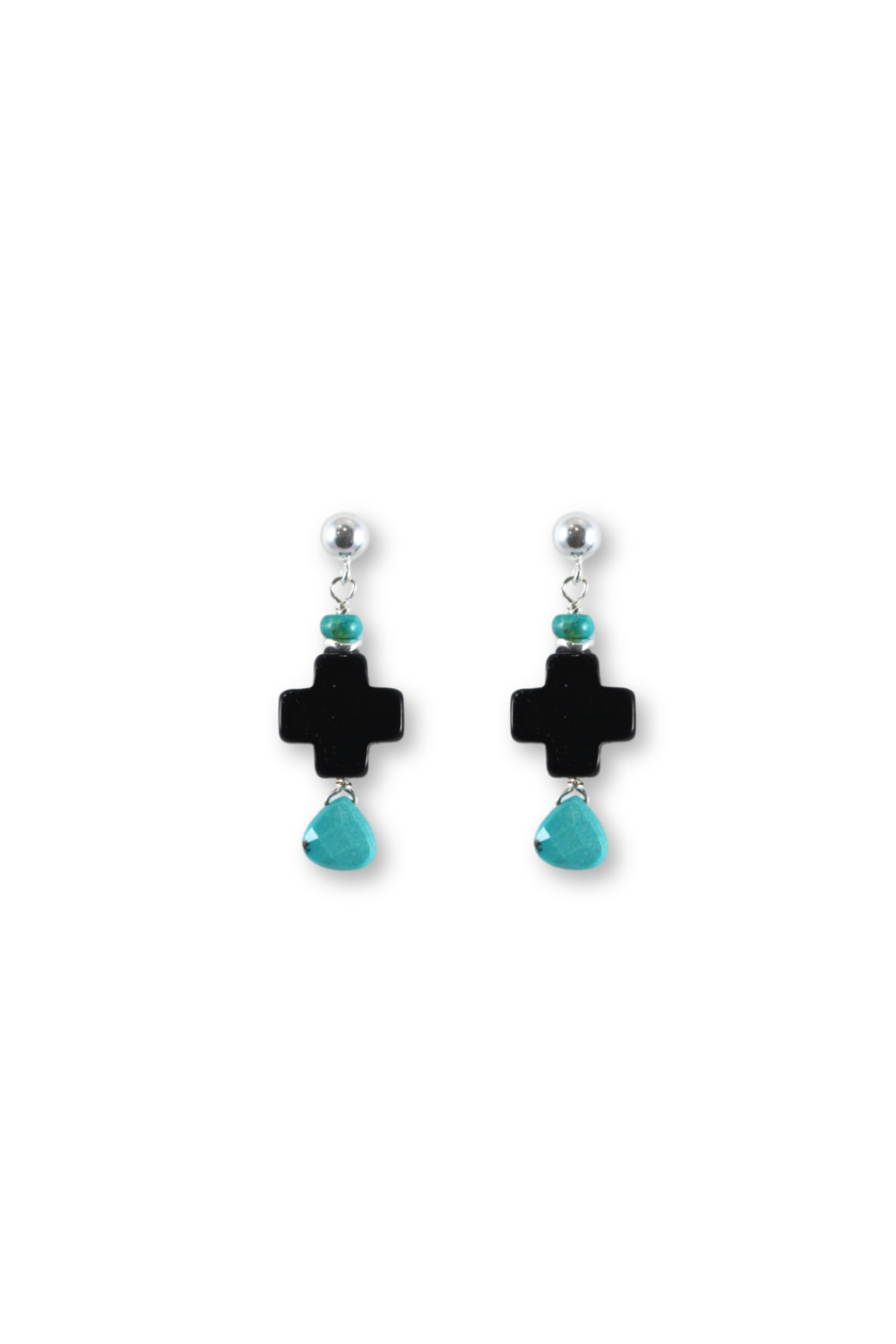 Black and Turquoise Cross Post Earrings