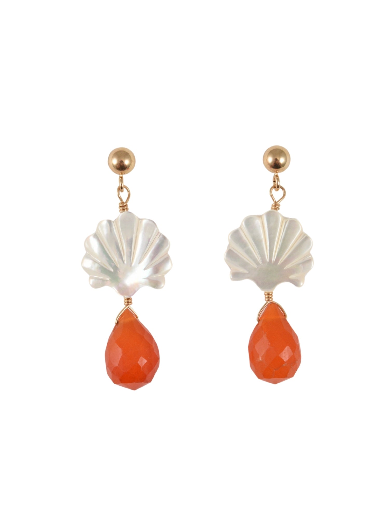 Seaside Scallop Earrings in Carnelian