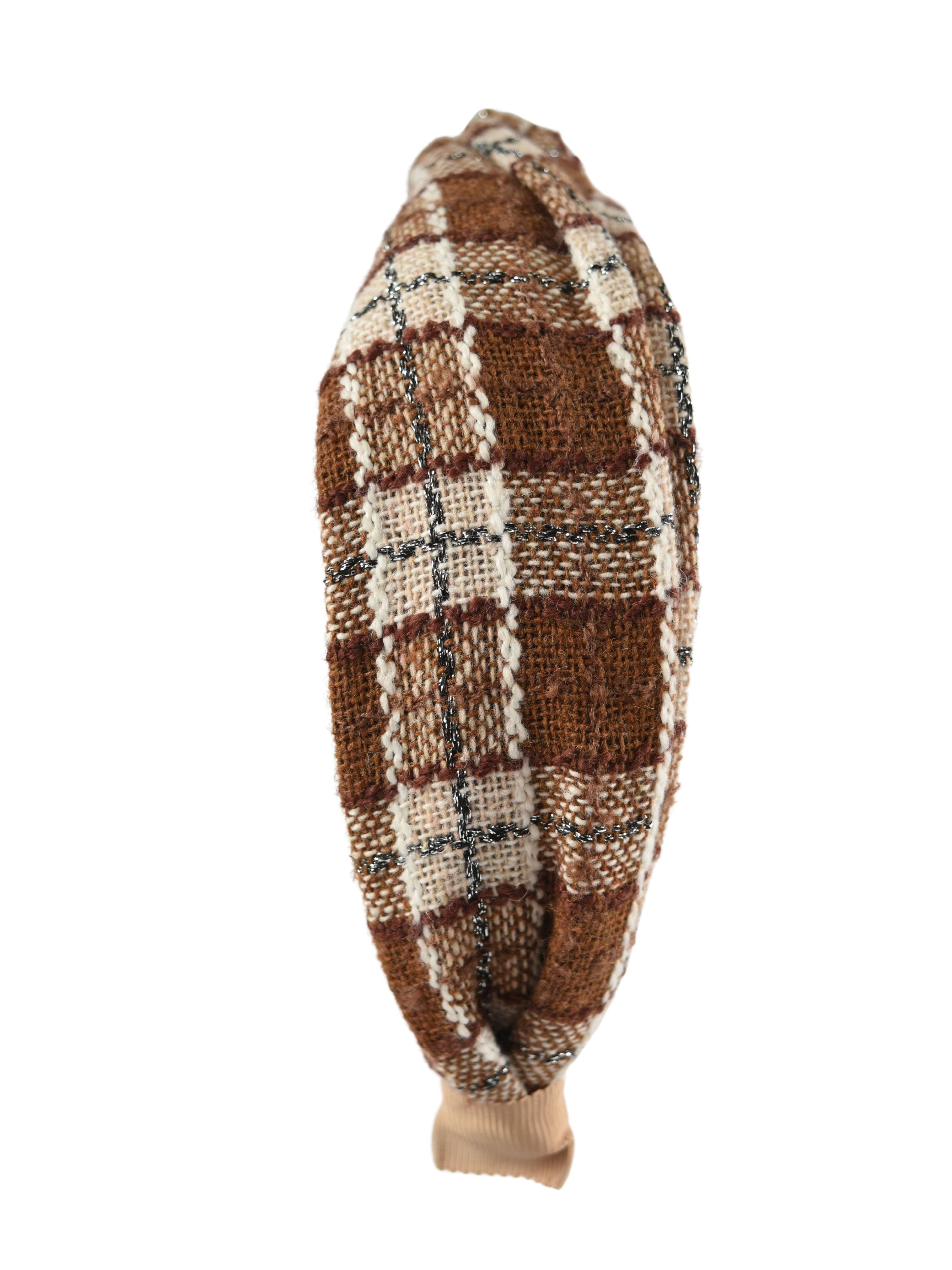 Plaid Headband in tan