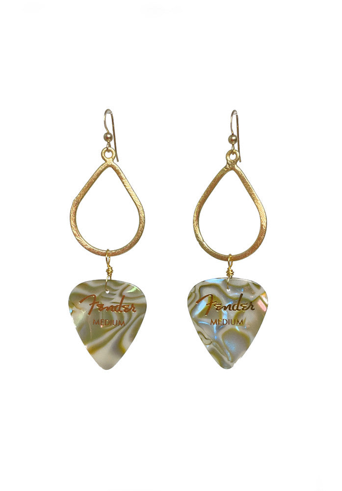 Guitar Pick Earrings in Abalone