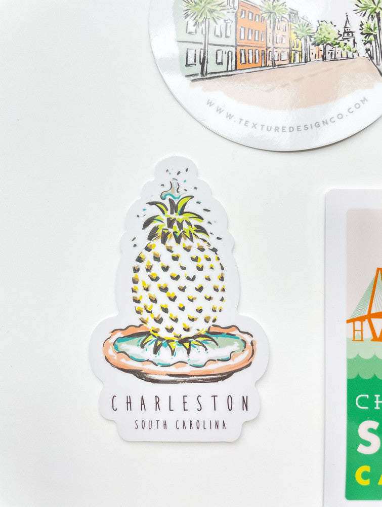 Pineapple Fountain Sticker of Charleston, SC