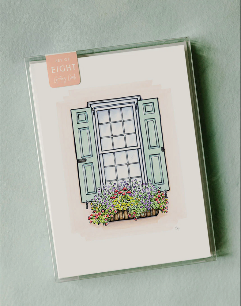 Greeting Card Set - Flower Boxes - Set of 8