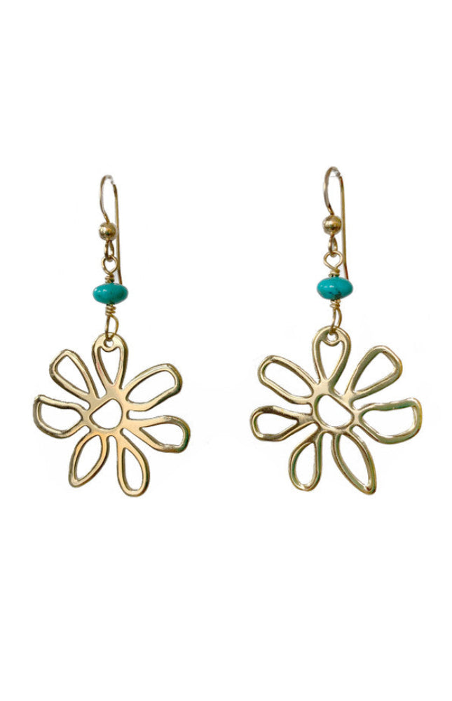 Golden Daisy Earrings in Turquoise