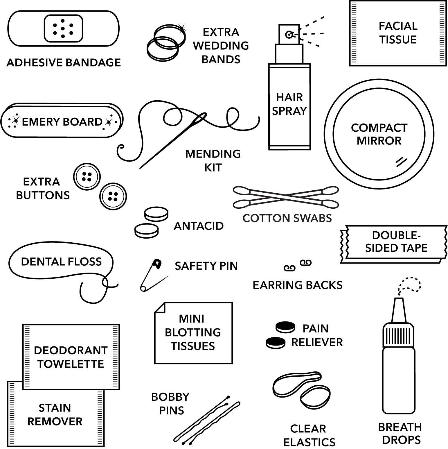 Minimergency Kit for Bridesmaids