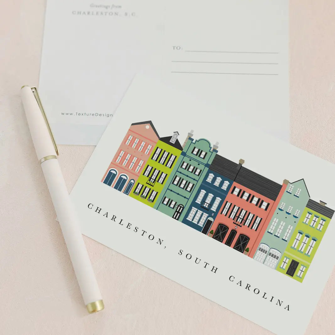 Rainbow Row Postcard