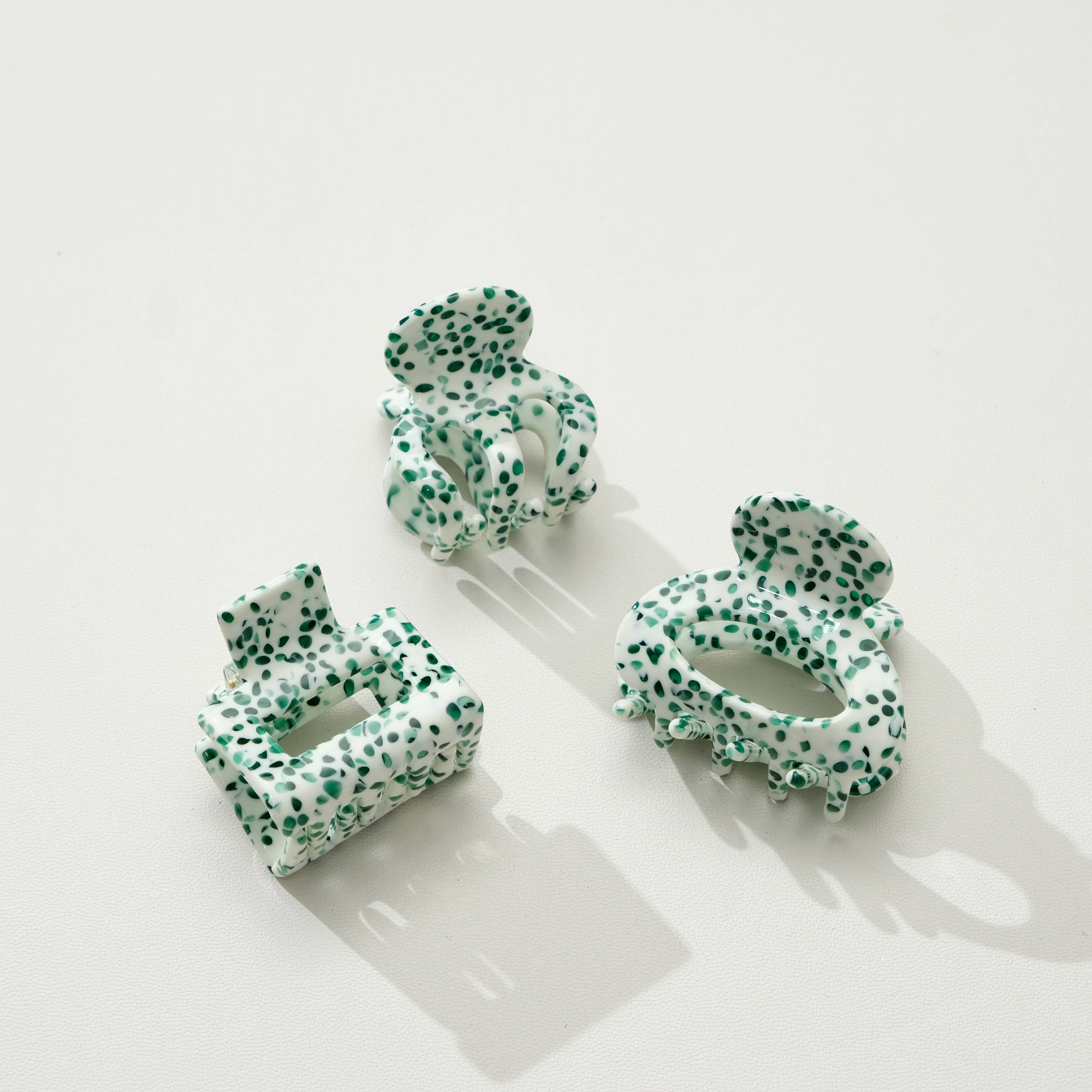 Green Speckled Mini Claw Clips
