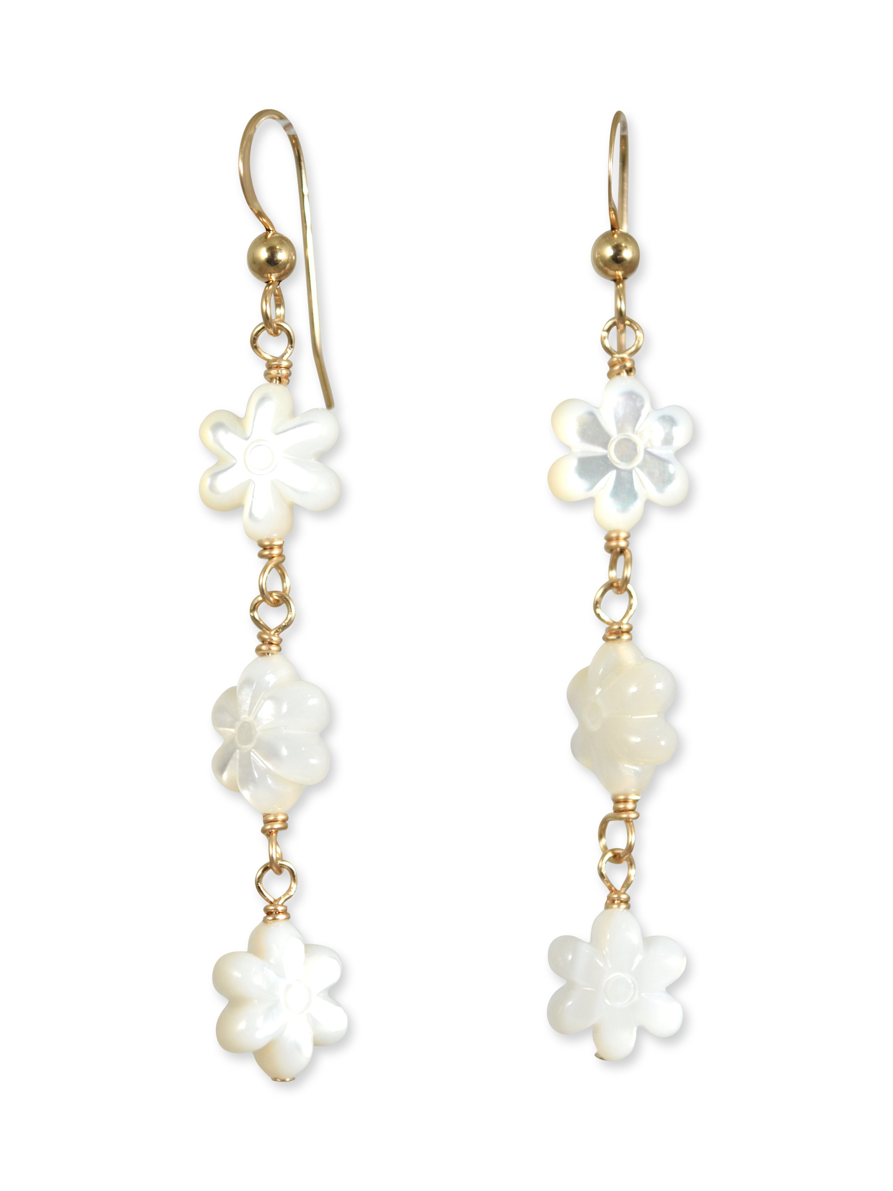 Aloha Earrings in White Mother of Pearl