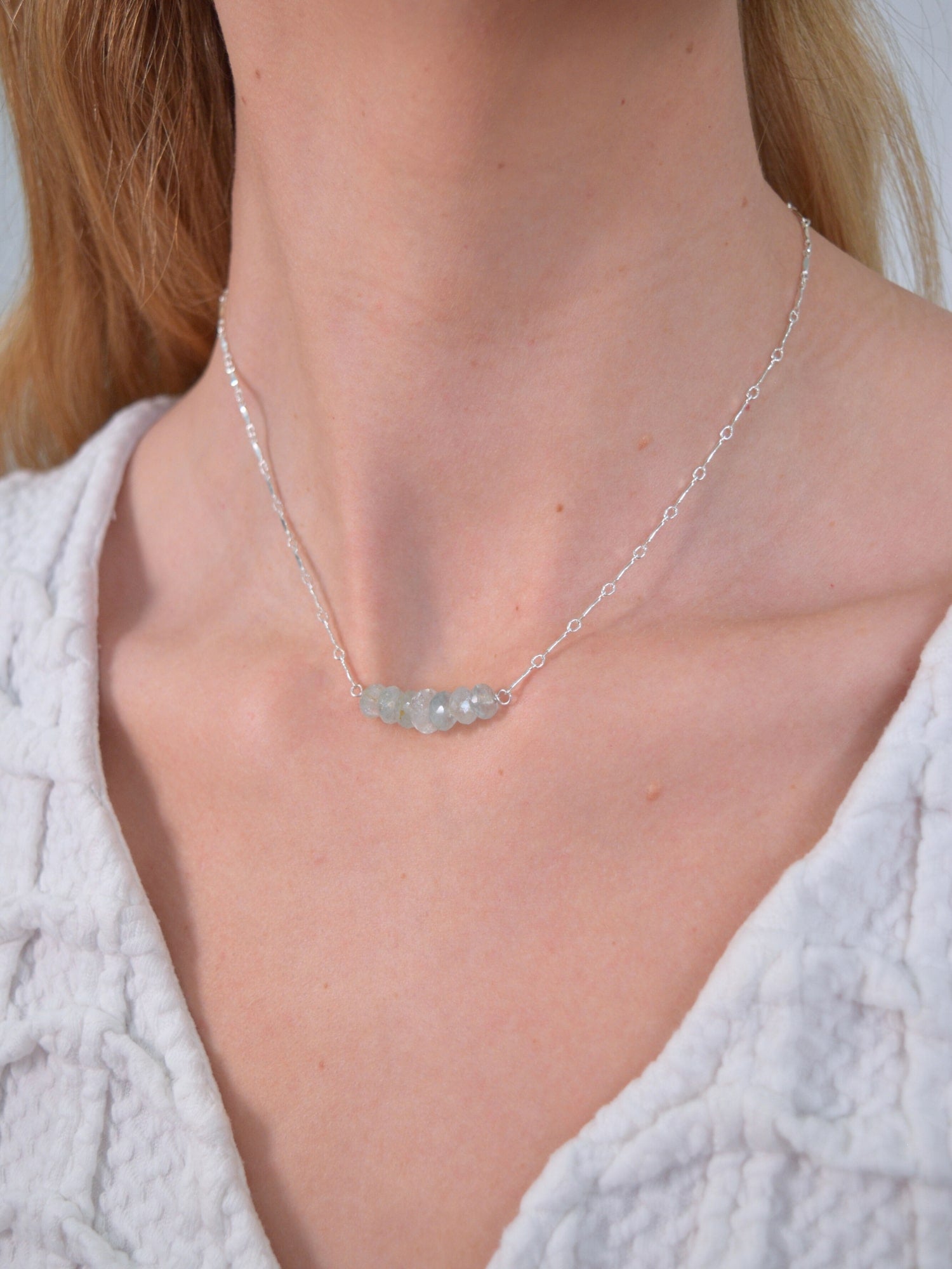 Aquamarine Bar Necklace 