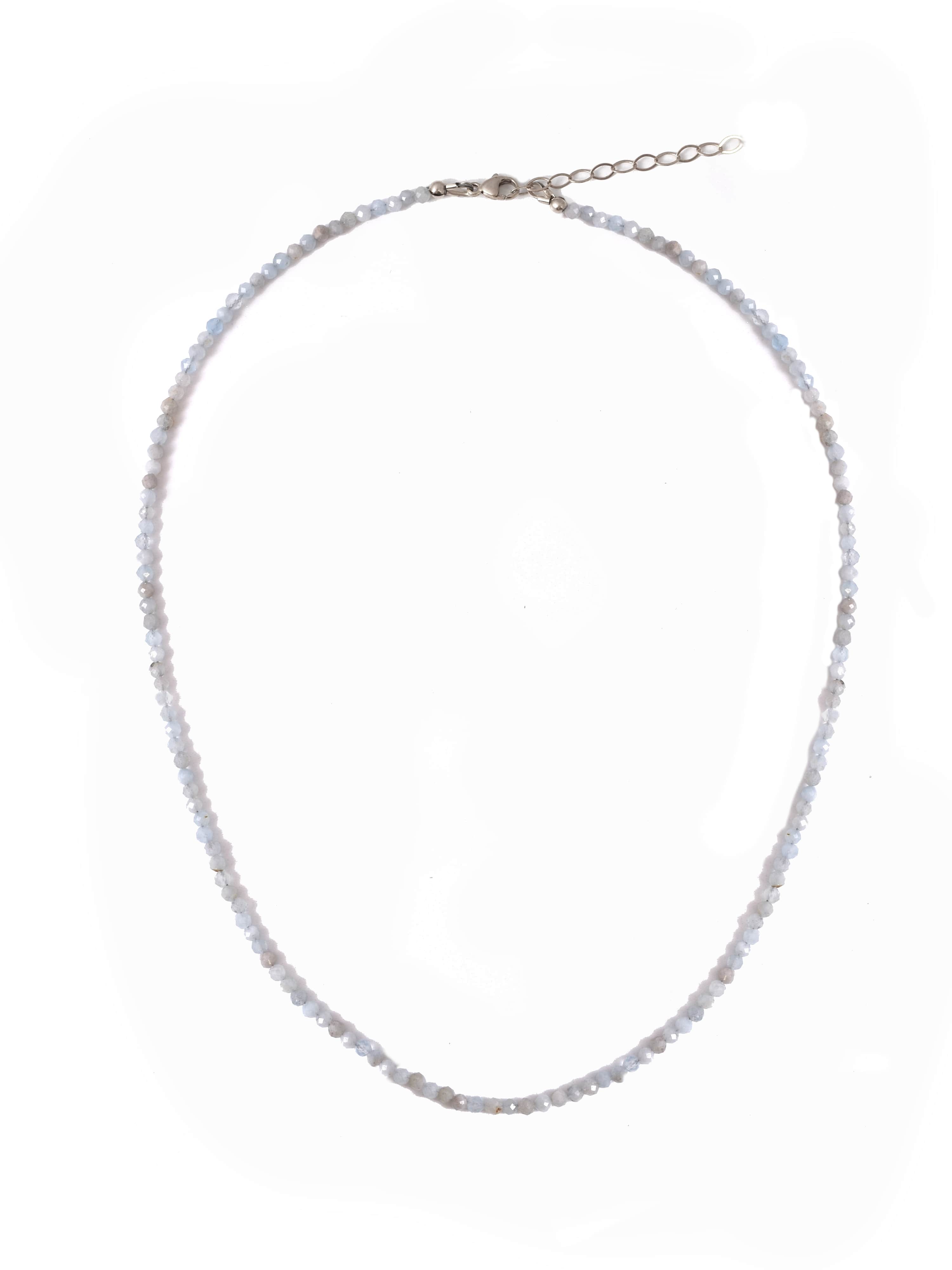 Aquamarine Dainty Beaded Necklace
