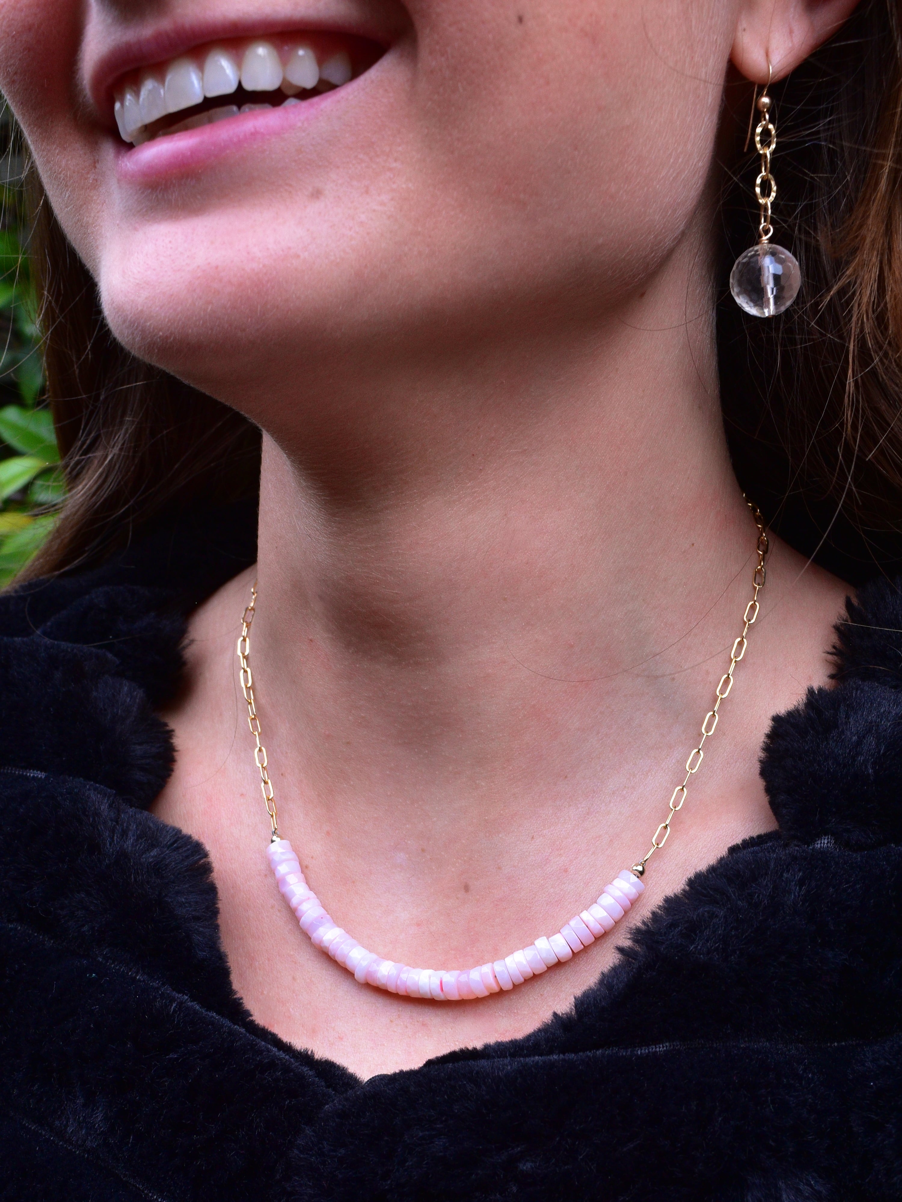 Bailee Necklace in Pink Peruvian Opal