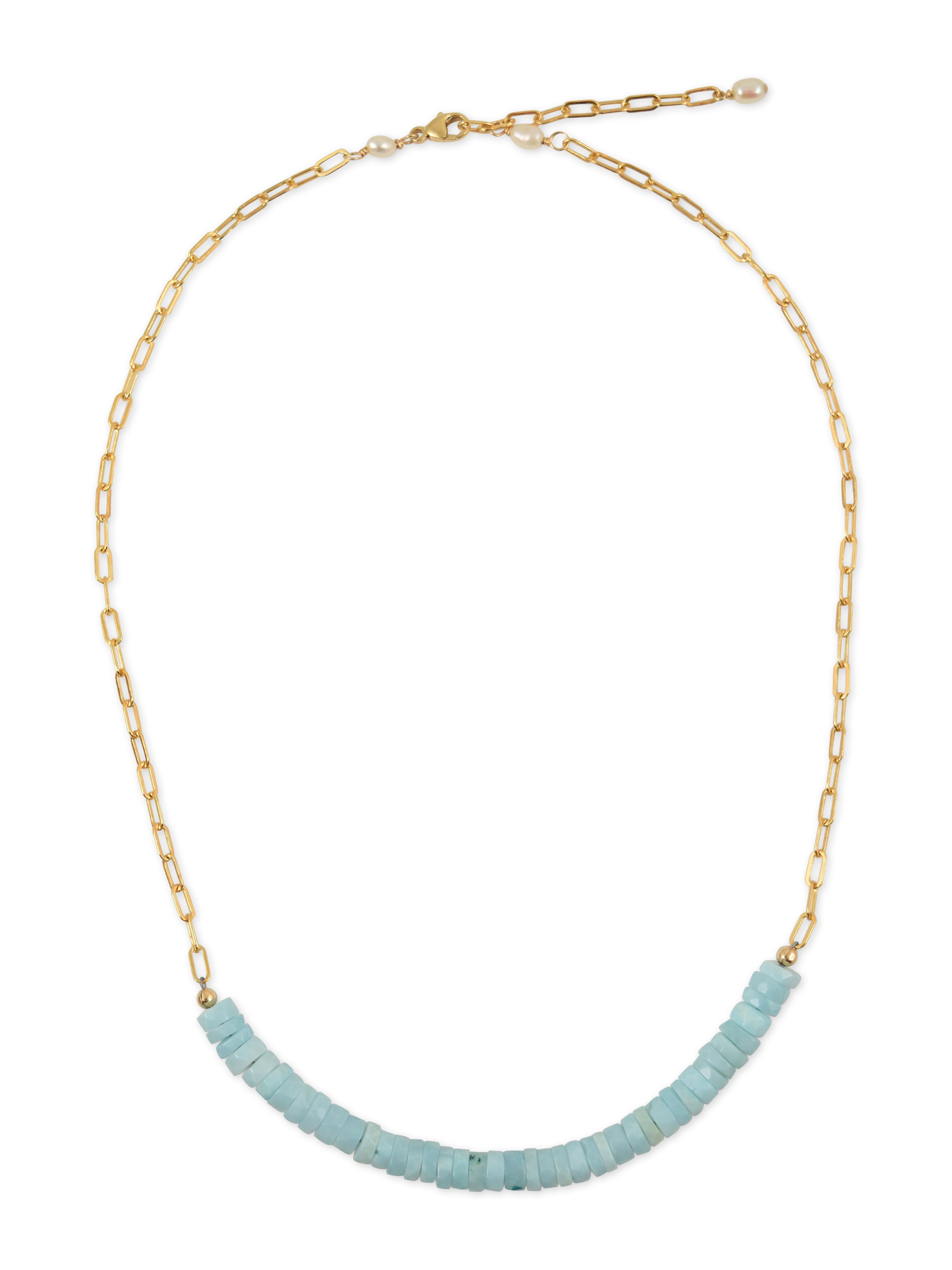 Bailee Necklace in Blue Peruvian Opal