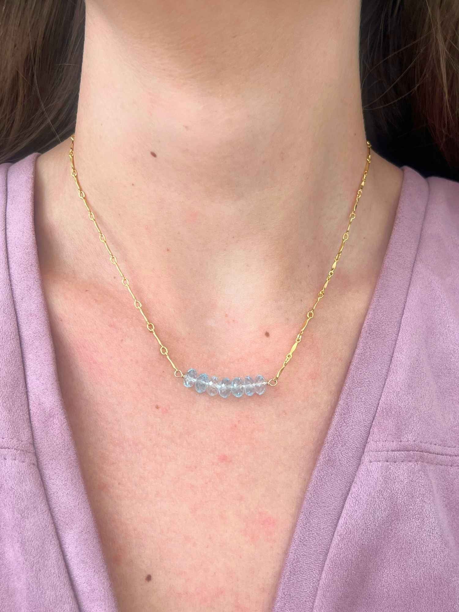 Blue Topaz Bar Necklace