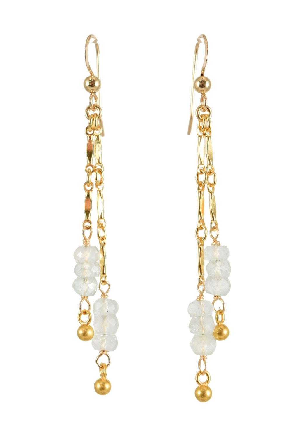 Beaded Bar Earrings in Aquamarine