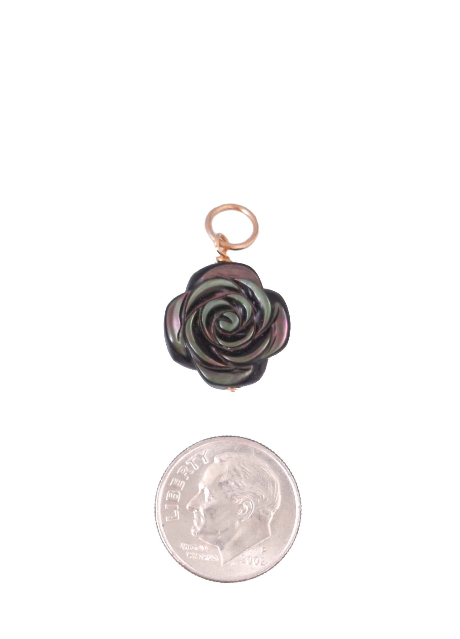 Carved Rose Charm in Black Mother of Pearl