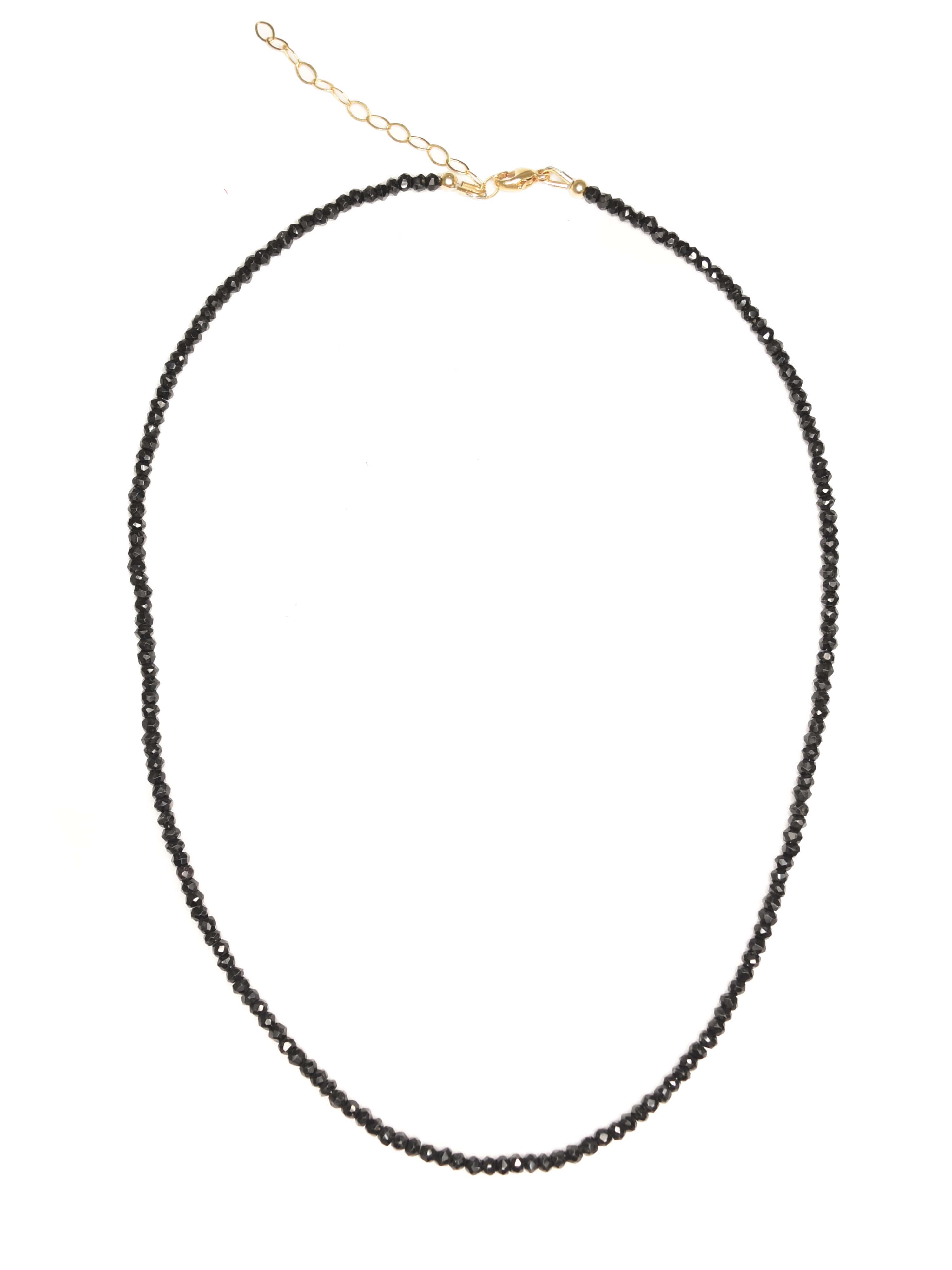 Black Spinel Dainty Beaded Necklace