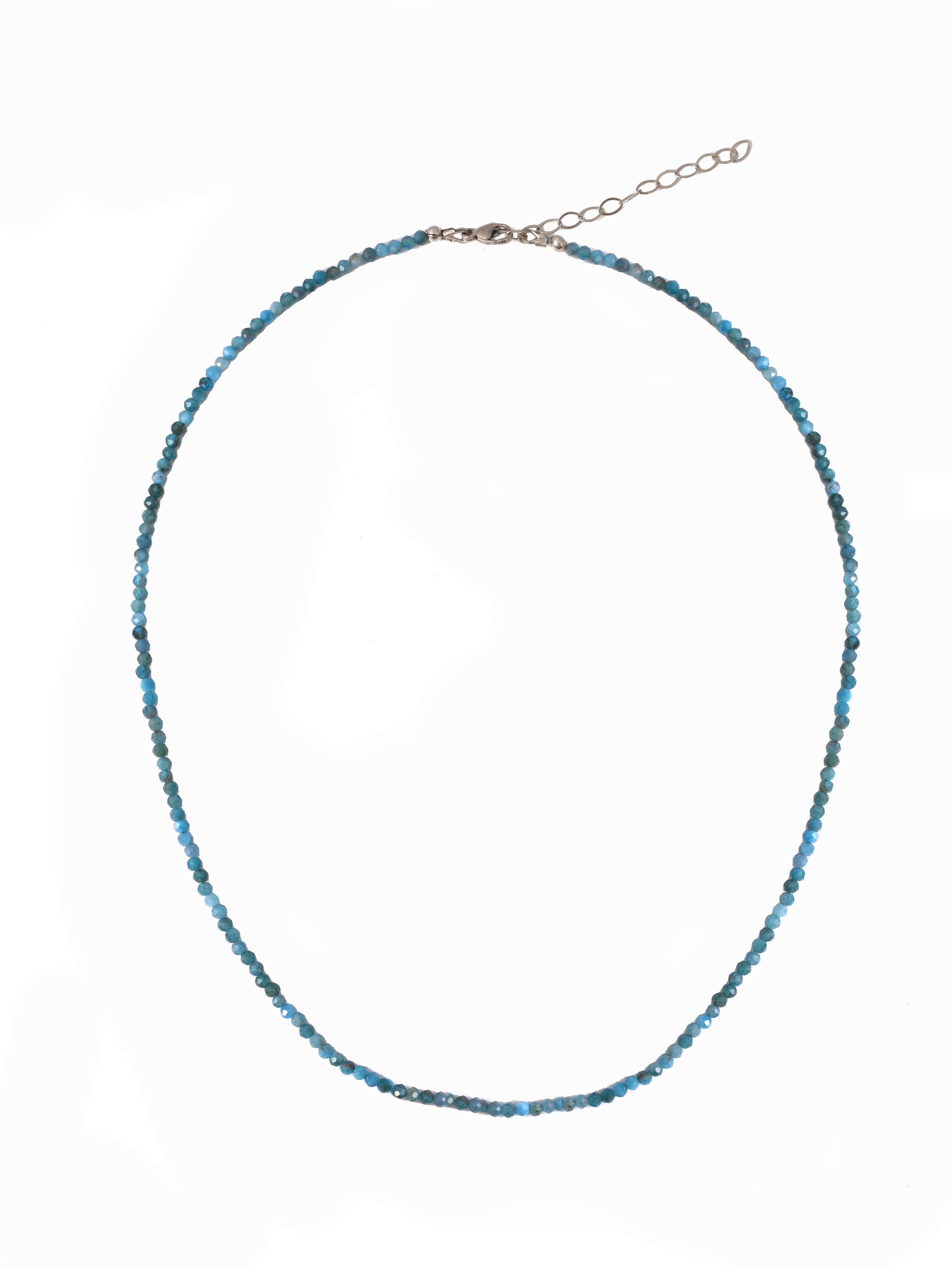Blue Apatite Dainty Beaded Necklace