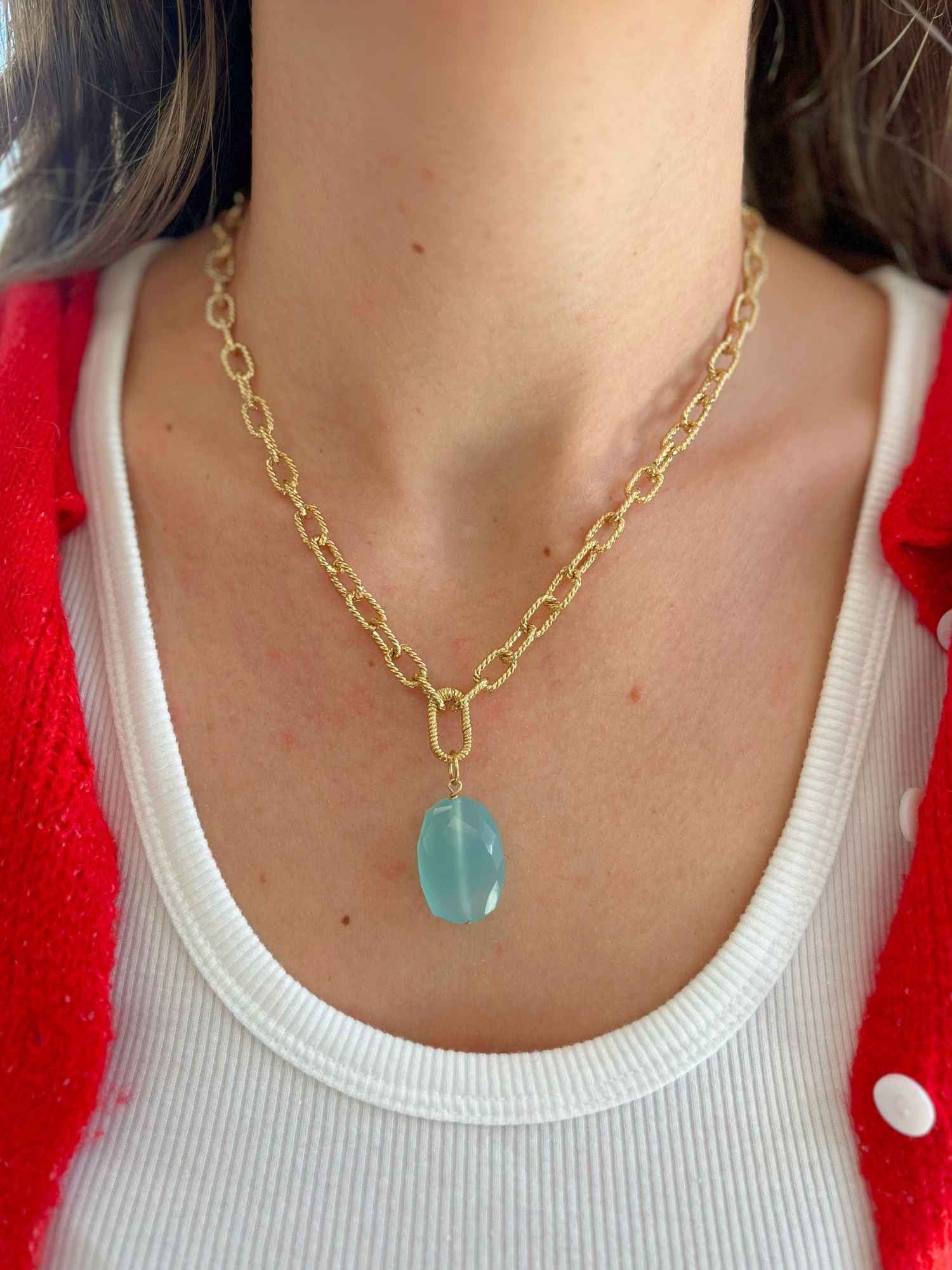 Blue Chalcedony Necklace Charm