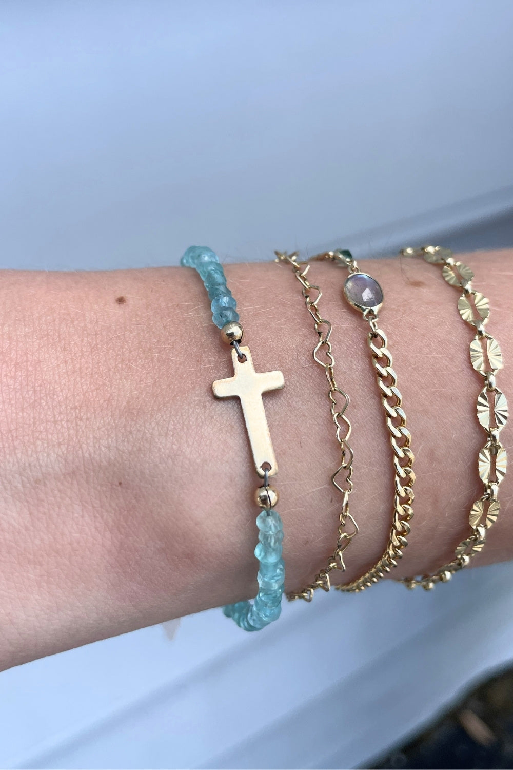 Blue Topaz Cross Bracelet