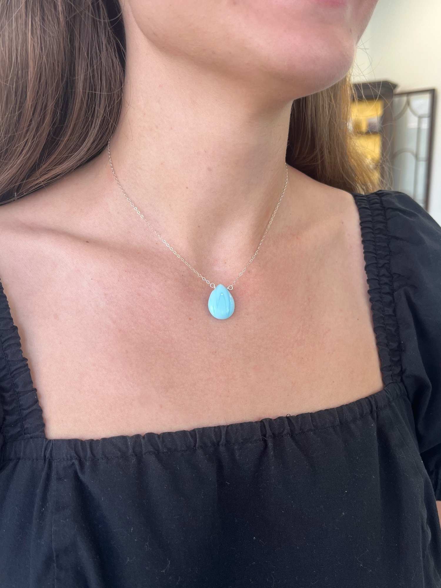 Blue Jade Teardrop Necklace