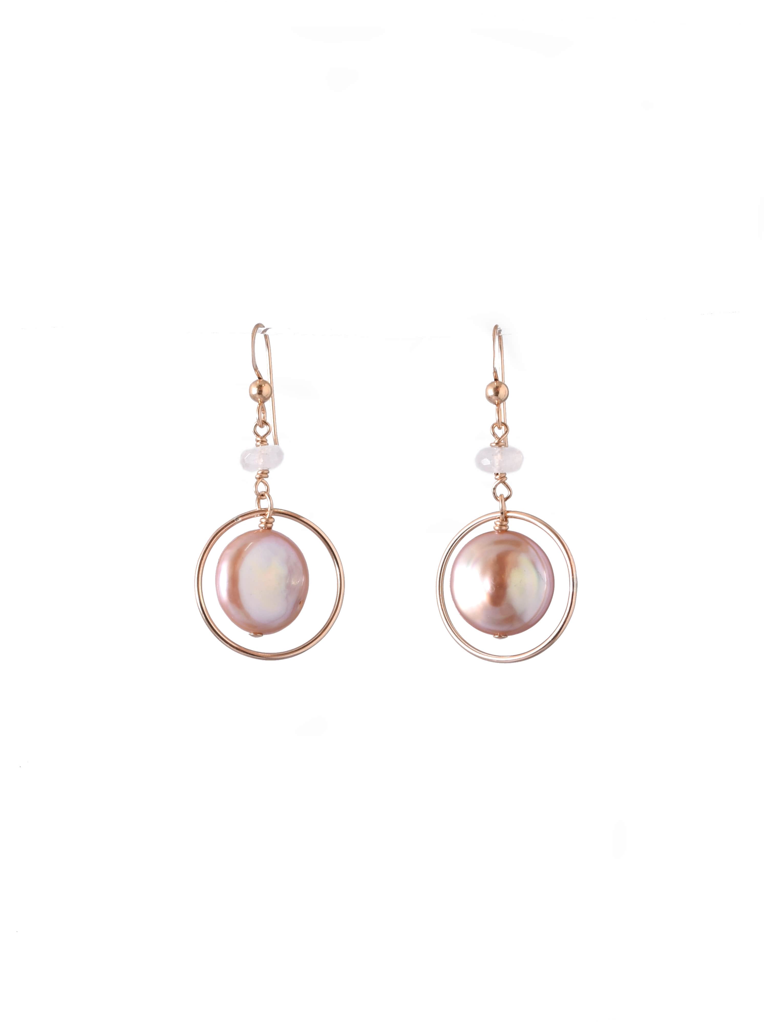 Deidre Hoop Earrings in Pink Pearl