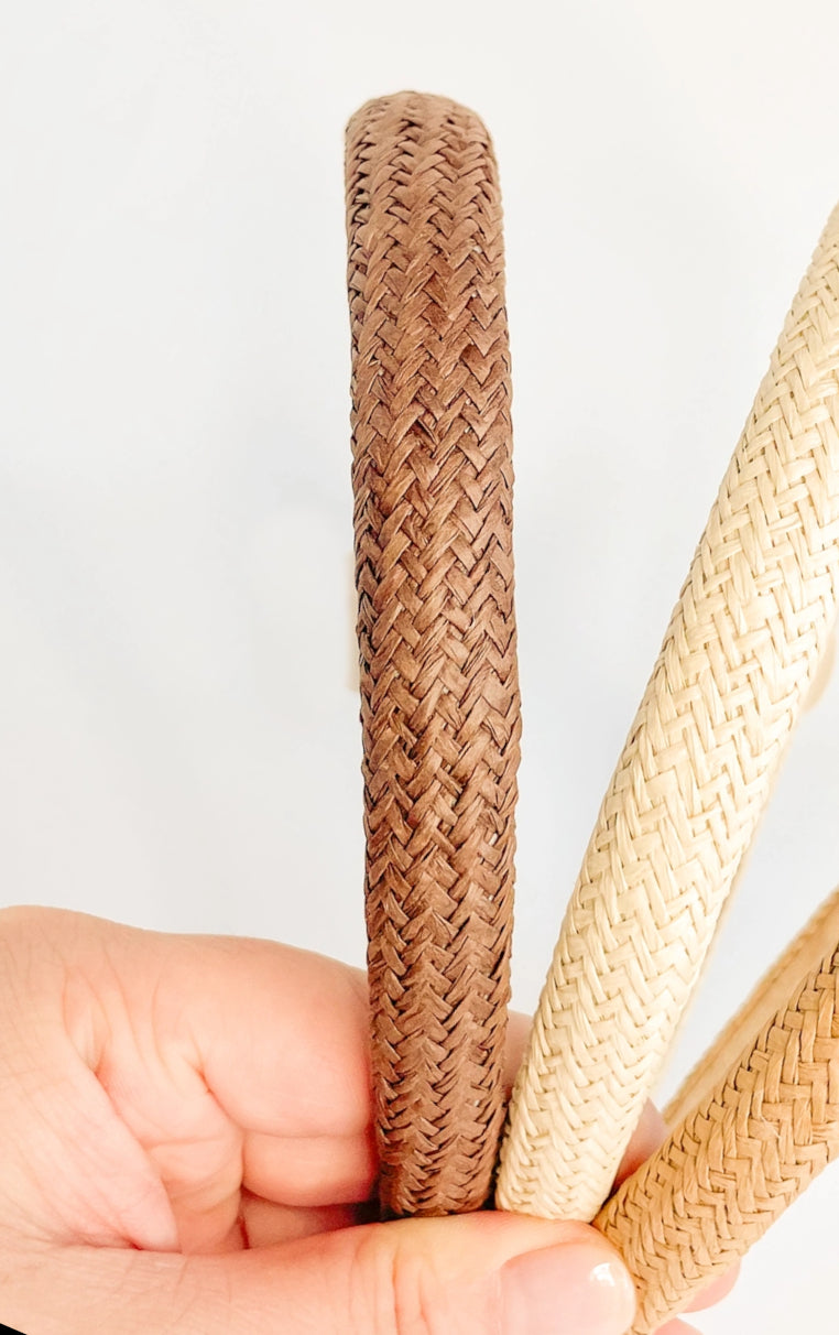 Brown Skinny Rattan Headband