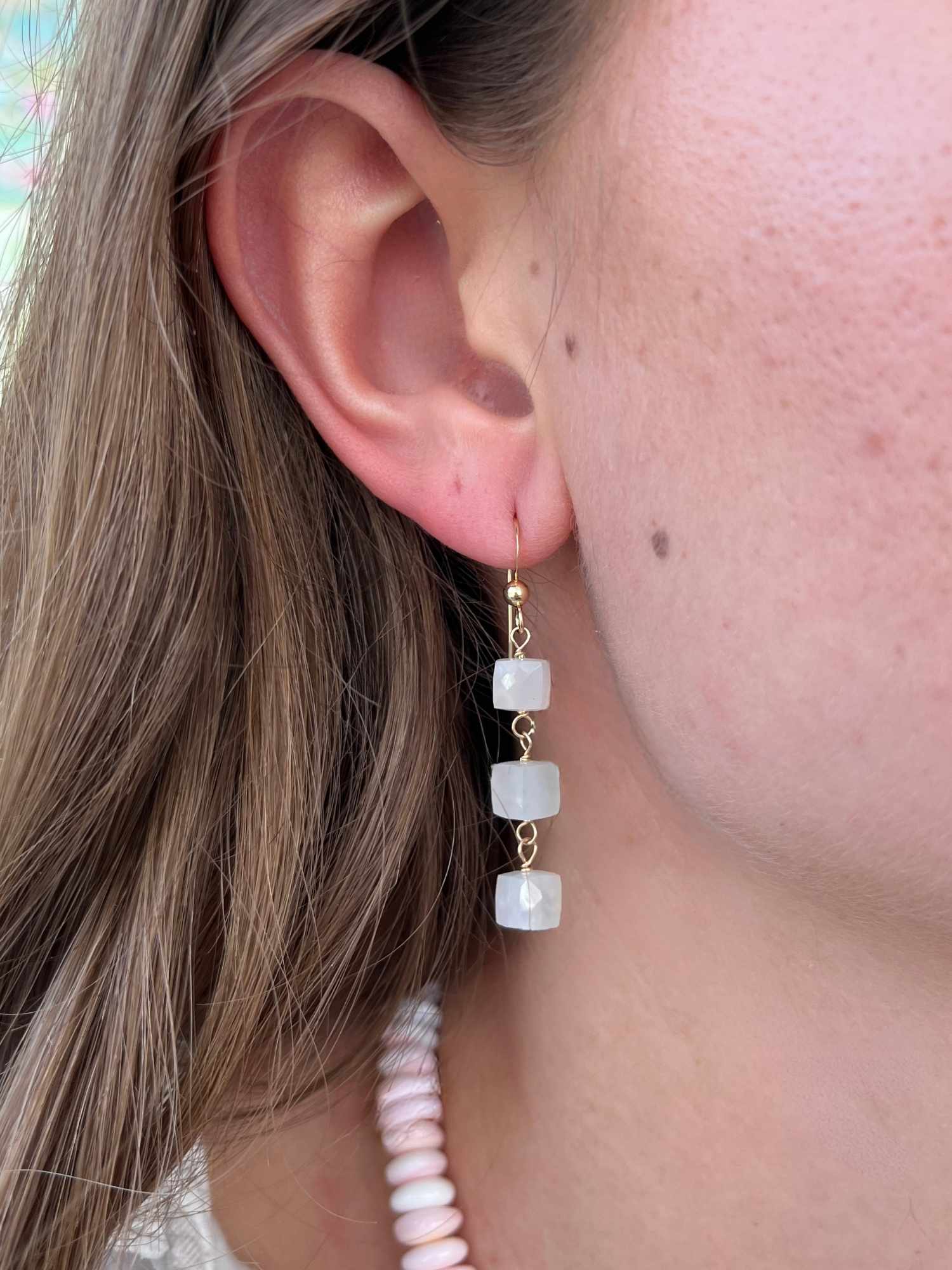 Cara Cube Earrings in Moonstone