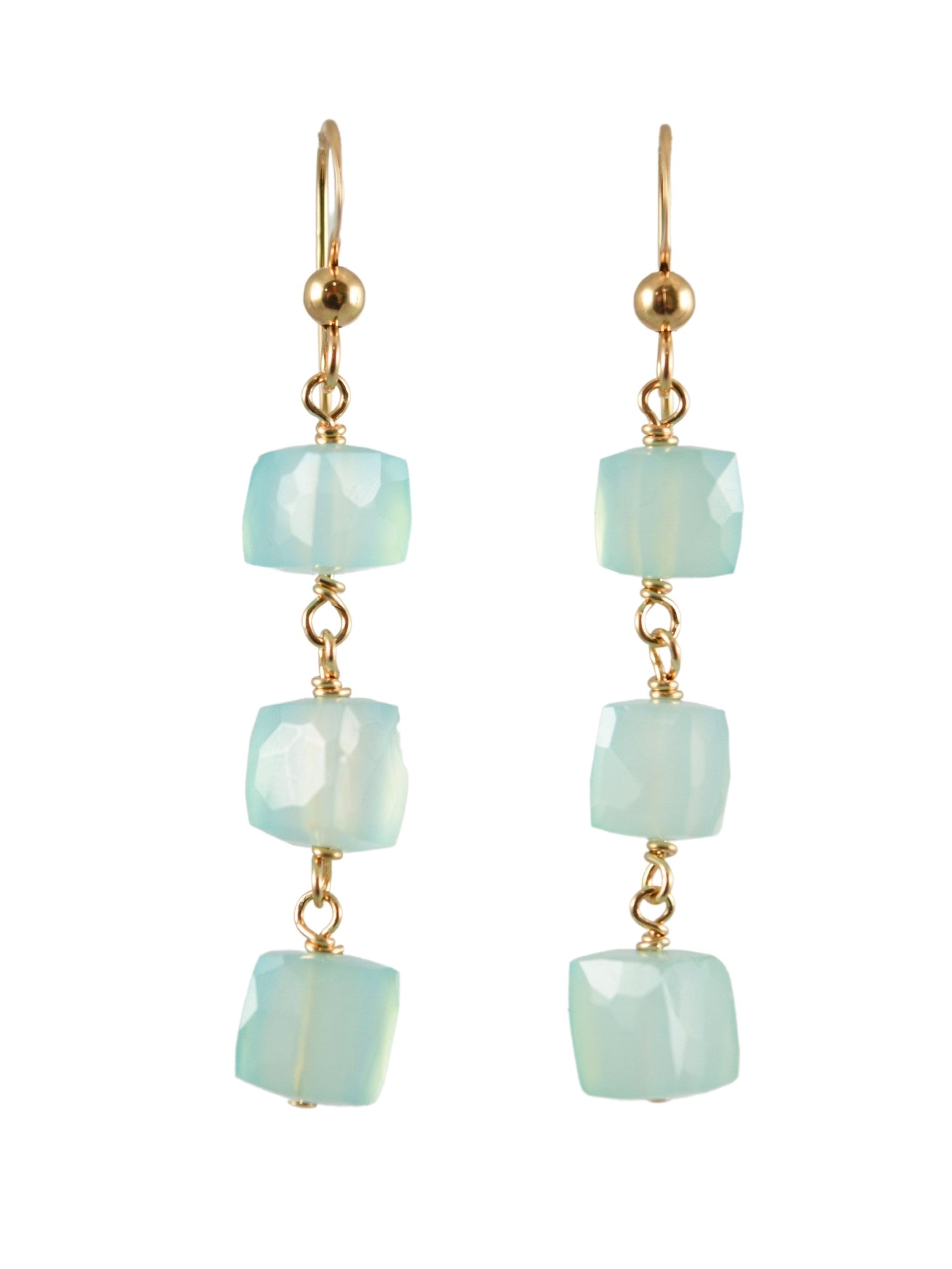 Cara Cube Earrings in Blue Chalcedony