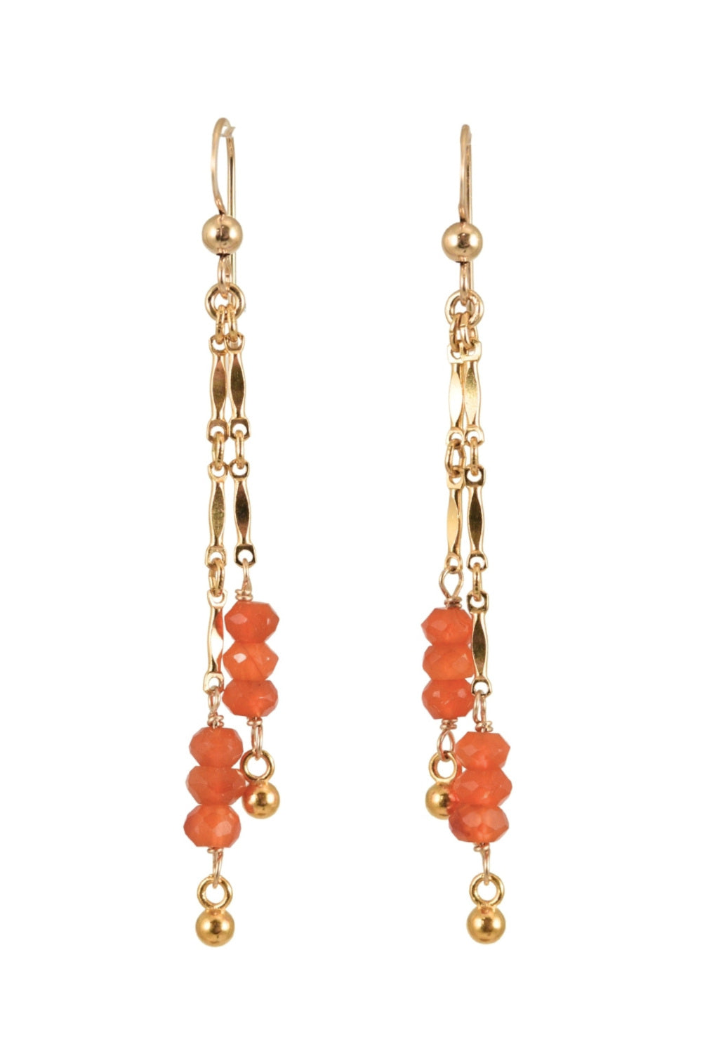 Beaded Bar Earrings in Carnelian