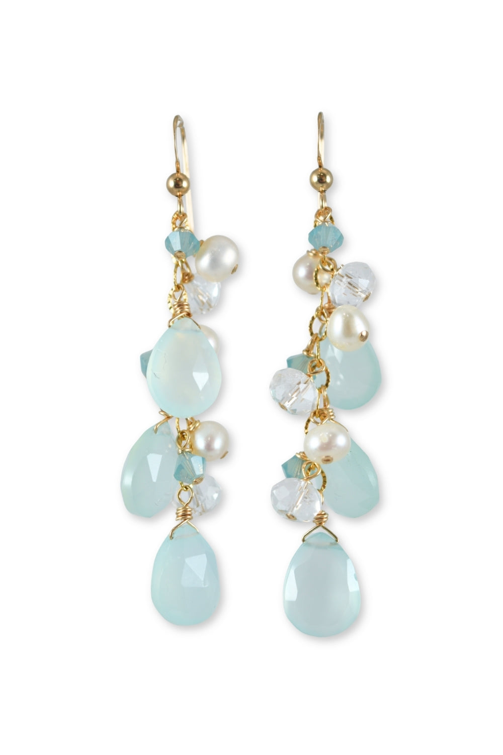 Cascade Cluster Earrings in Chalcedony