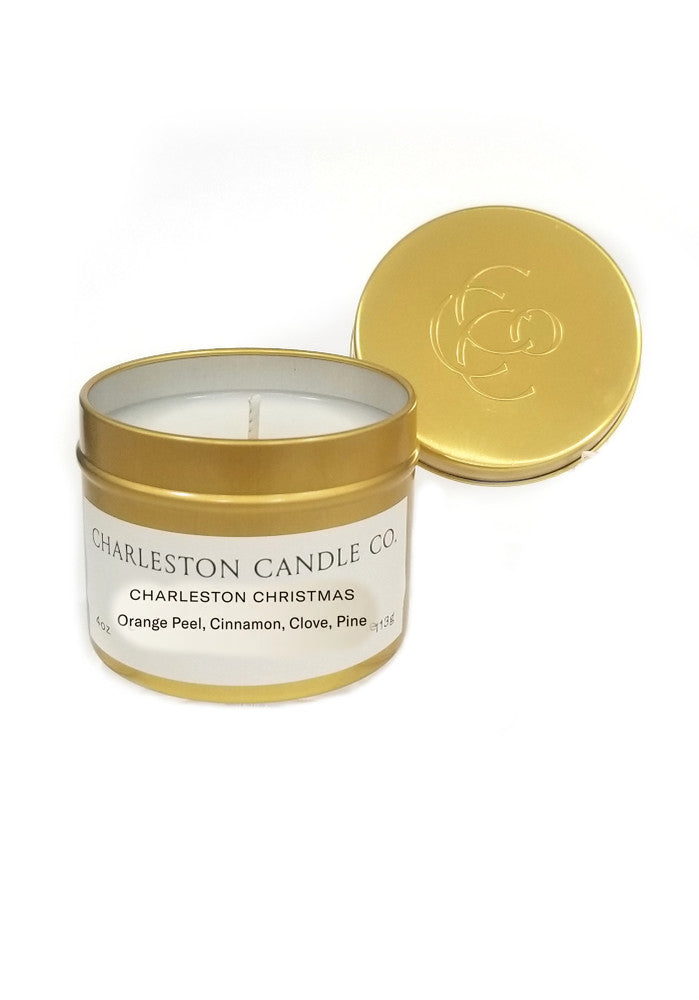 Charleston Christmas Gold Tin Candle