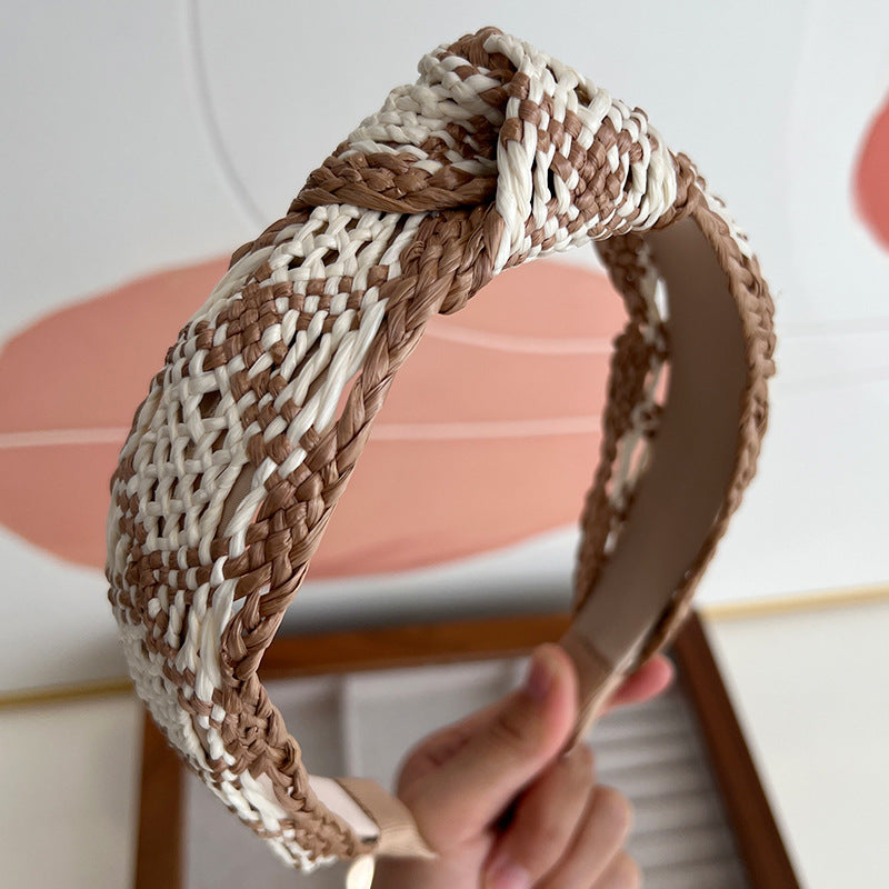 Coastal Woven Knot Headband in Brown 