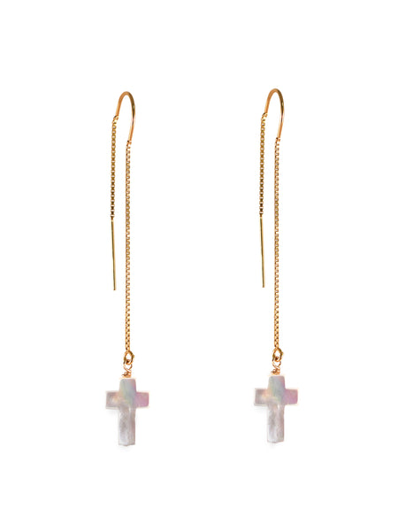 【HYERES LOR】Essence Moissanite Cross One-Touch Earrings MOISSANITE 14k Gold Vermeil Small Cross Earrings Studs Iced