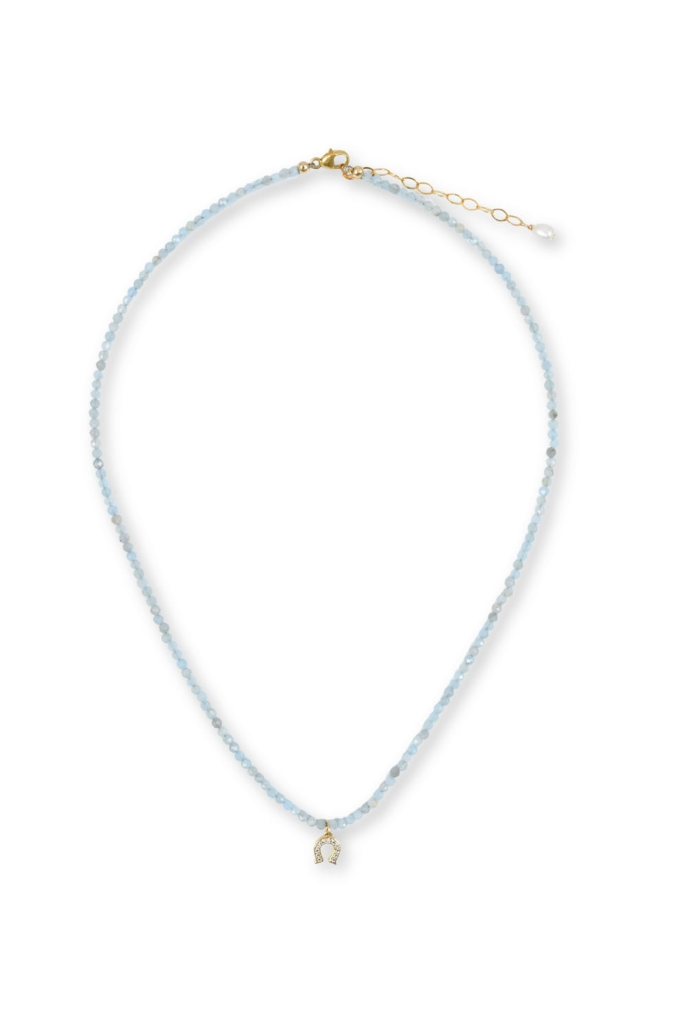 Dainty Aquamarine Horseshoe Necklace
