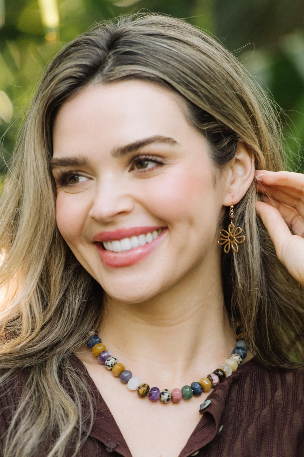 Golden Daisy Earrings in Tigers Eye