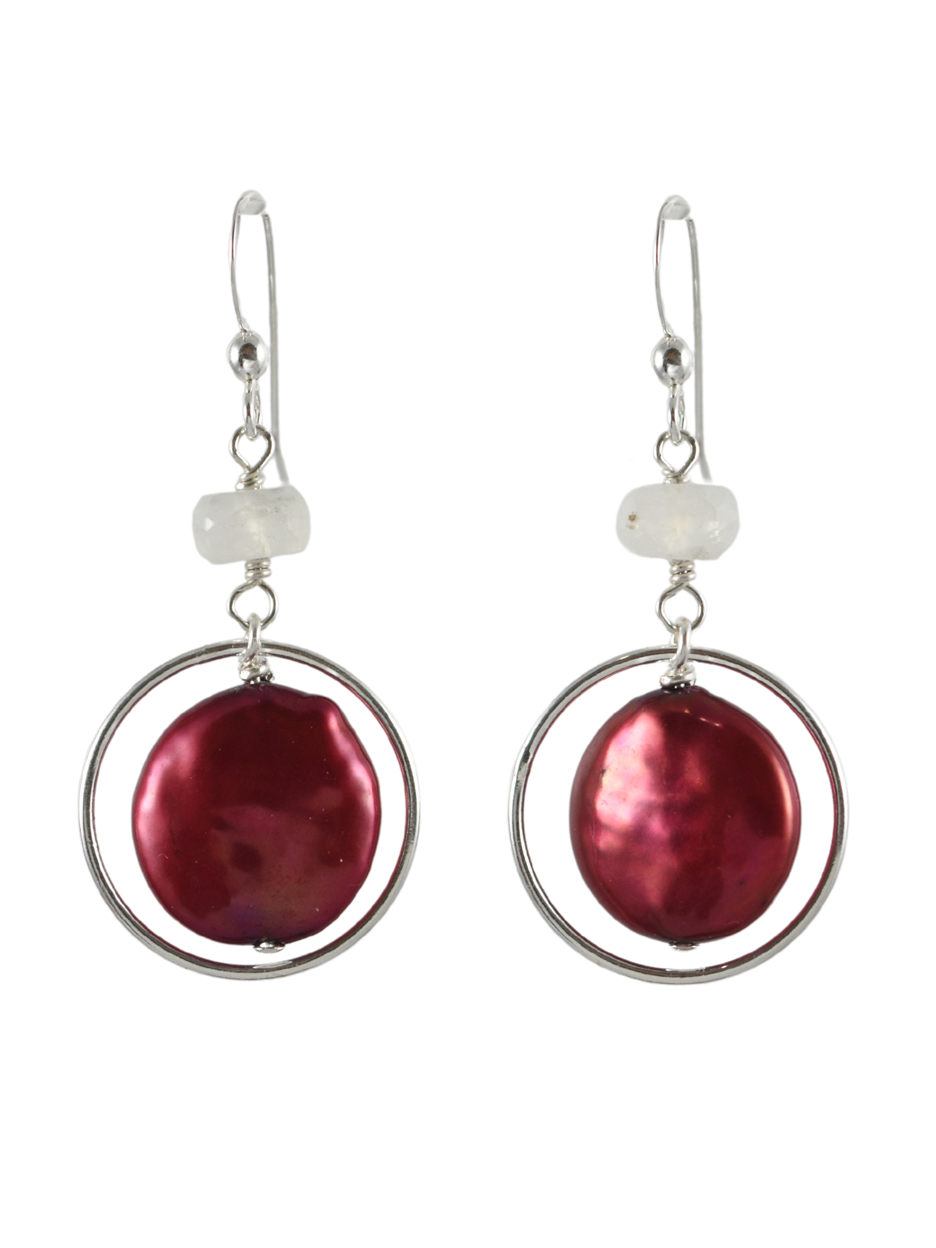 Deidre Hoop Earrings in Red Pearl