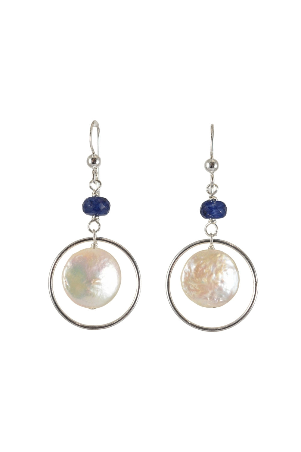 Deidre Hoop Earrings in Blue Sapphire