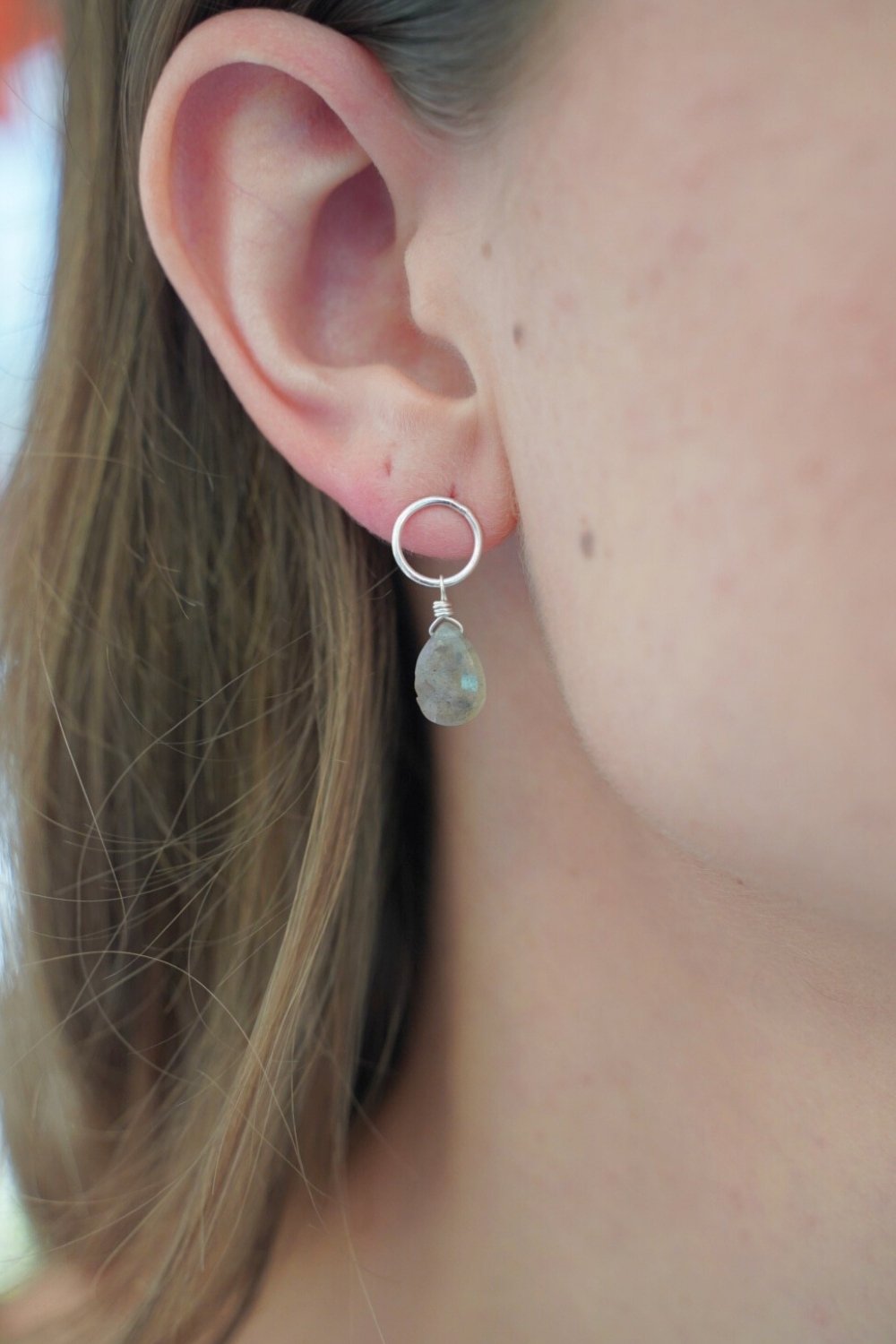 Dottie Earrings in Labradorite in Sterling Silver