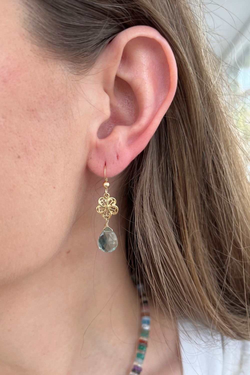 Filigree Fleur Earrings in Green Quartz