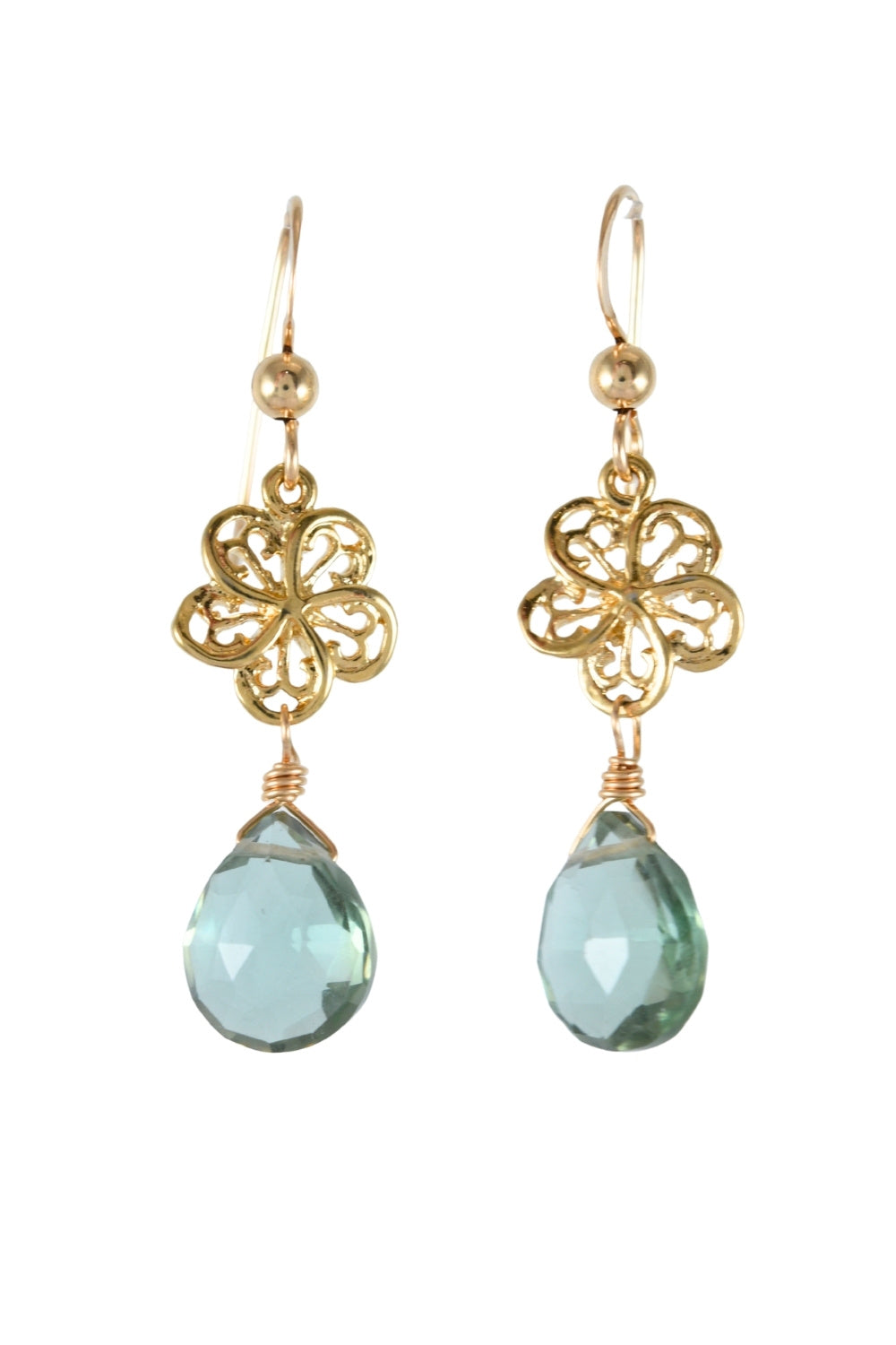 Filigree Fleur Earrings in Green Quartz
