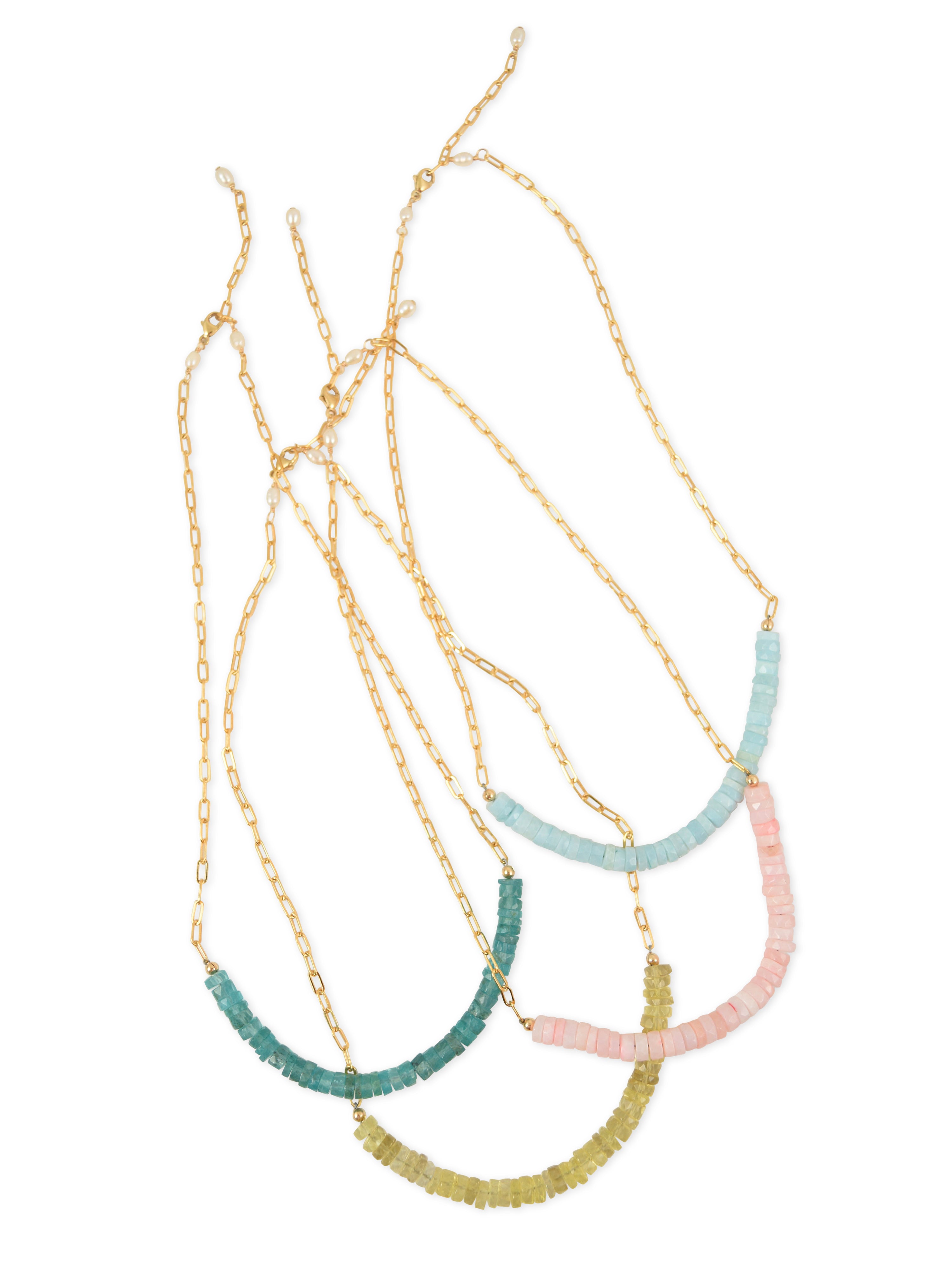 Bailee Necklace in Pink Peruvian Opal