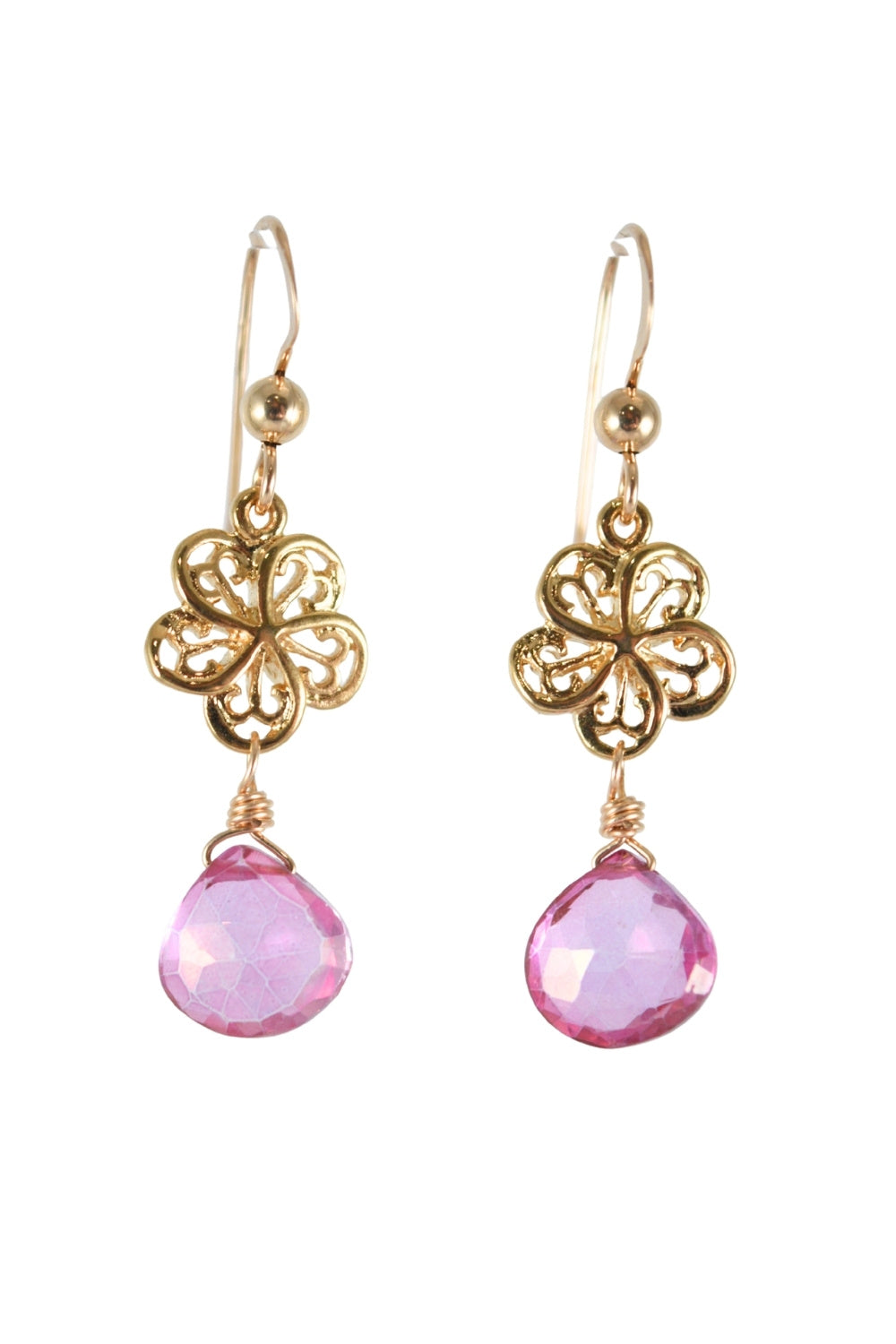 Filigree Fleur Earrings in Pink Tourmaline