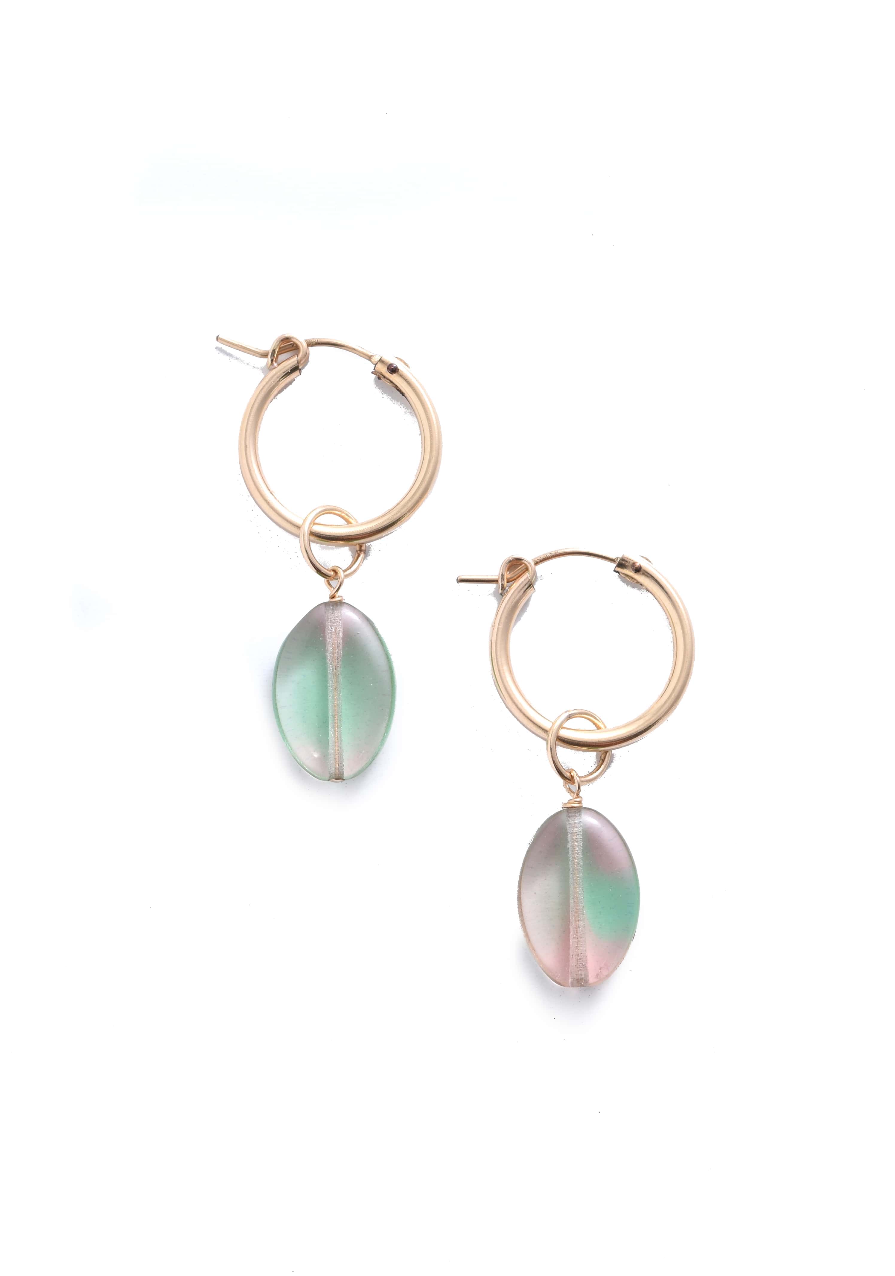 Fluorite Earrings Fluorite Oblong Hoop Fluorite Jewelry 2024 Gemstone Jewelry