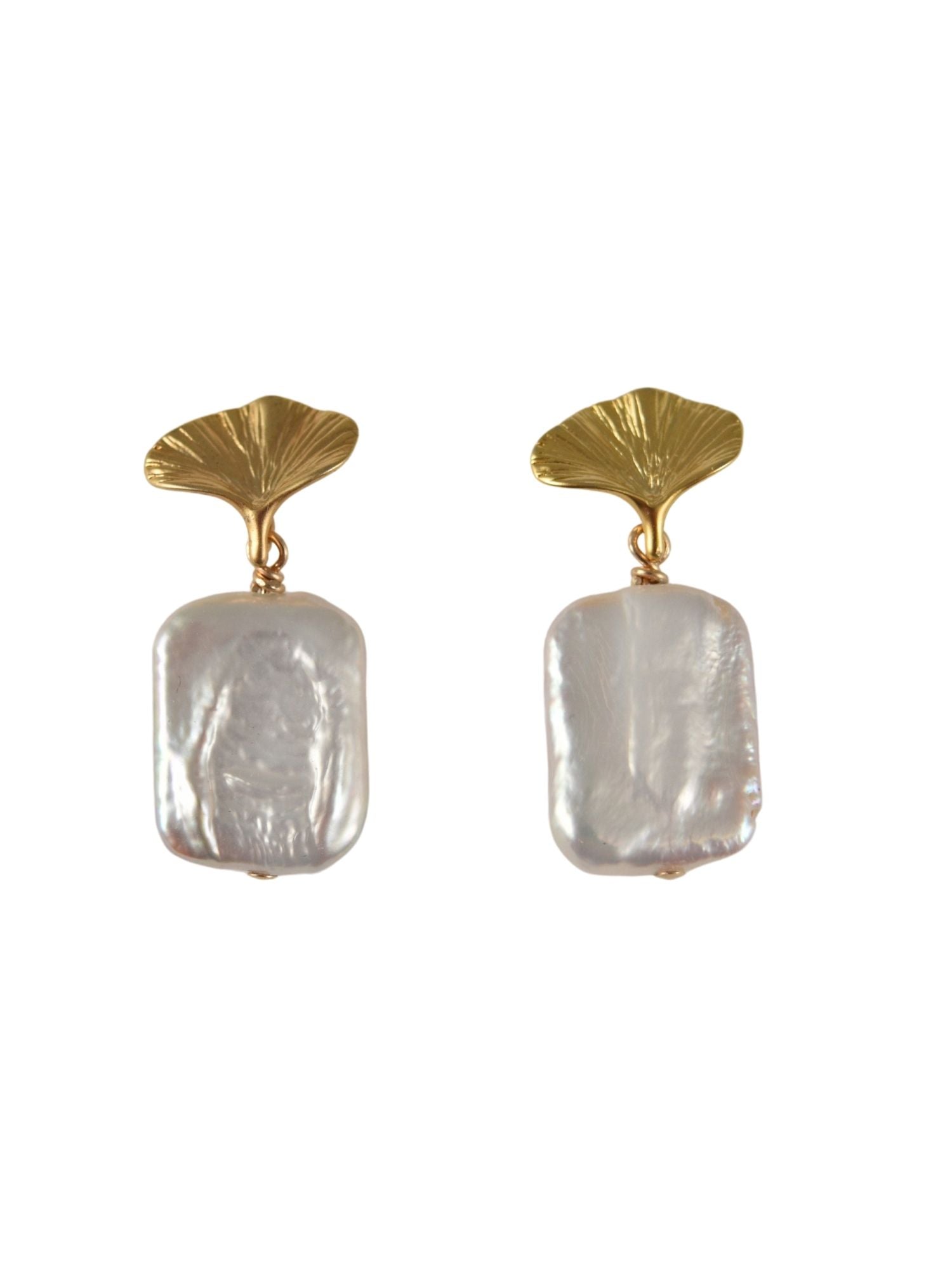 Gingko Earrings in Square Pearl