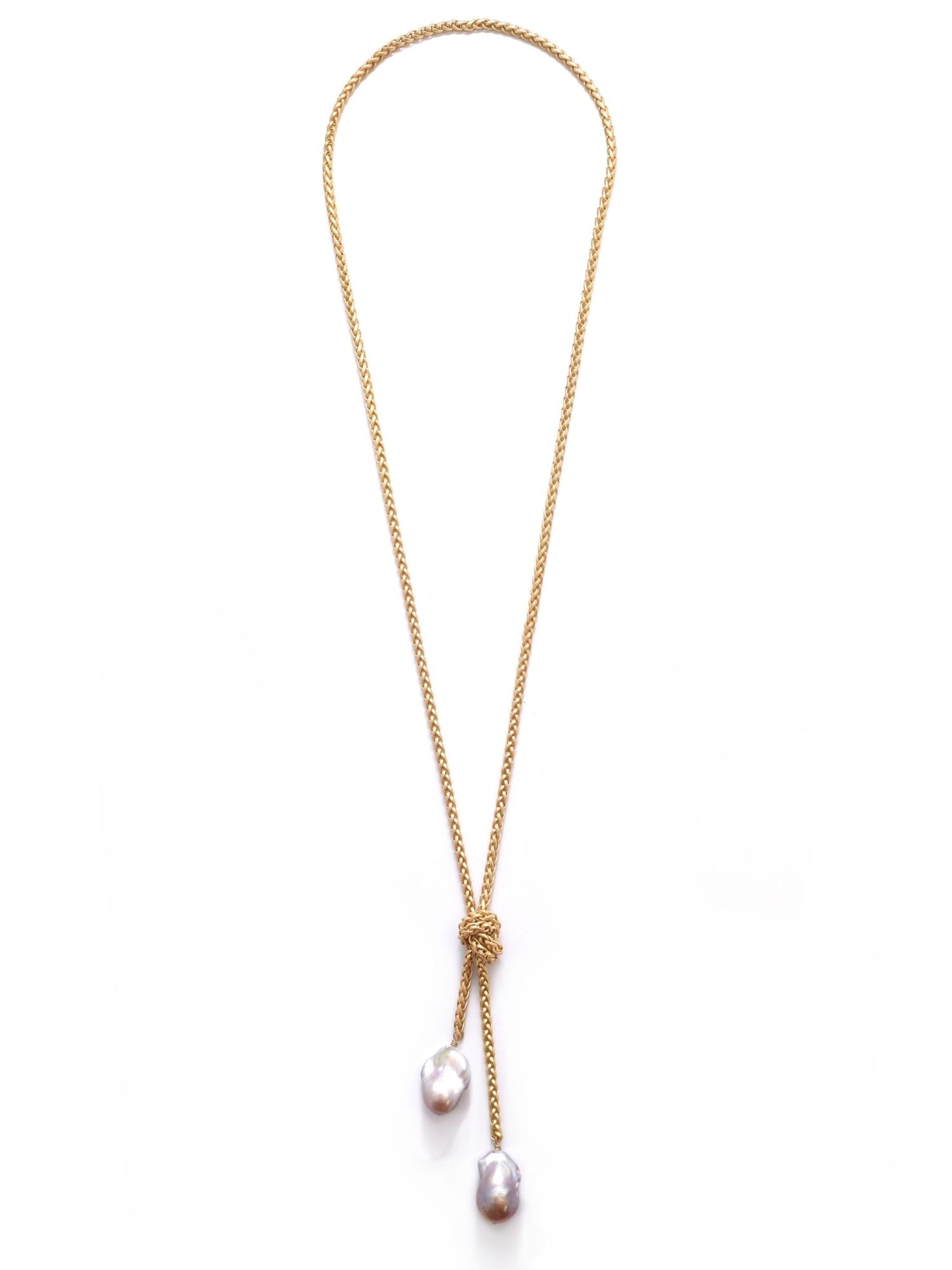 Lariat Necklace Gold plated in Pink Pearl 