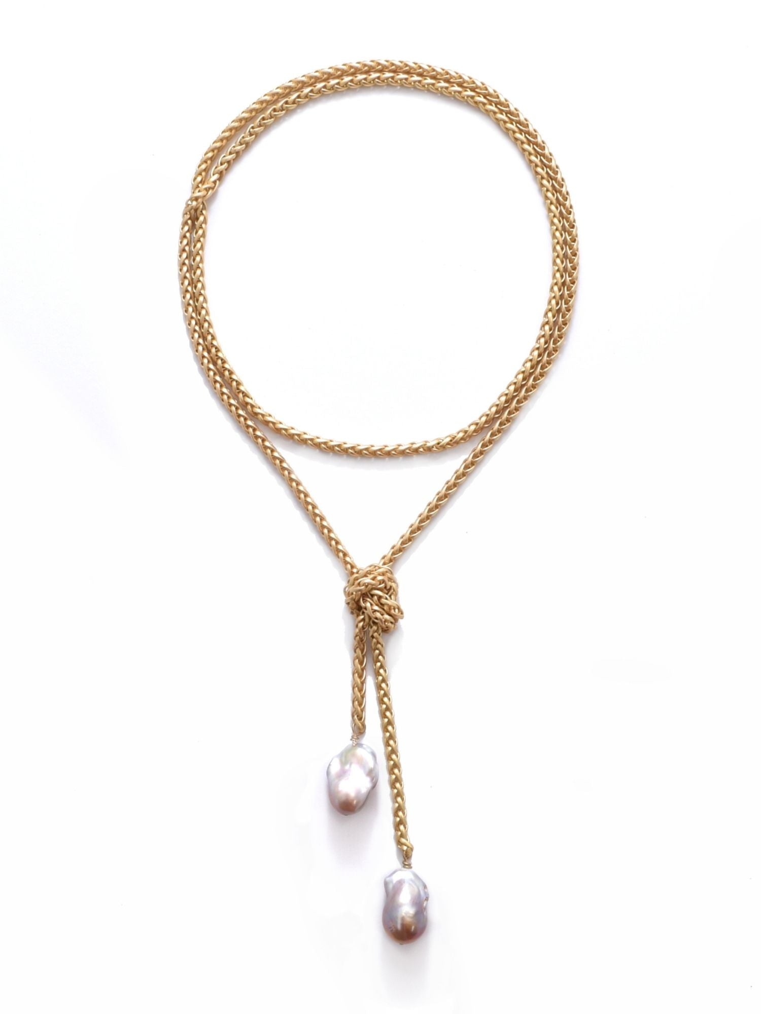 Lariat Necklace Gold plated in Pink Pearl 