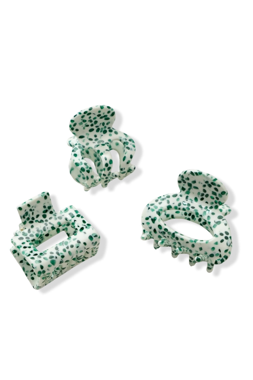 Green Speckled Mini Claw Clips