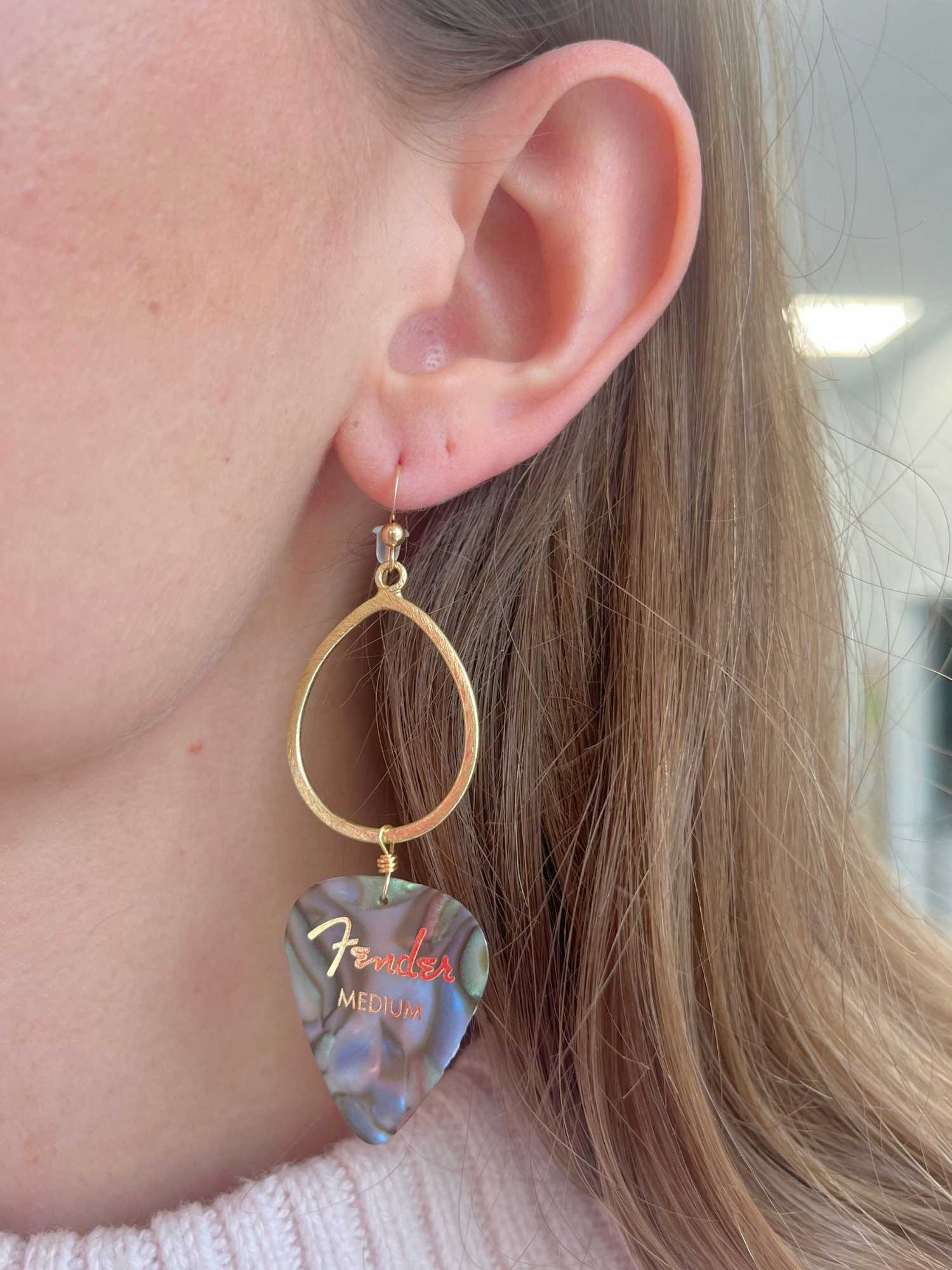 Guitar Pick Earrings in Abalone