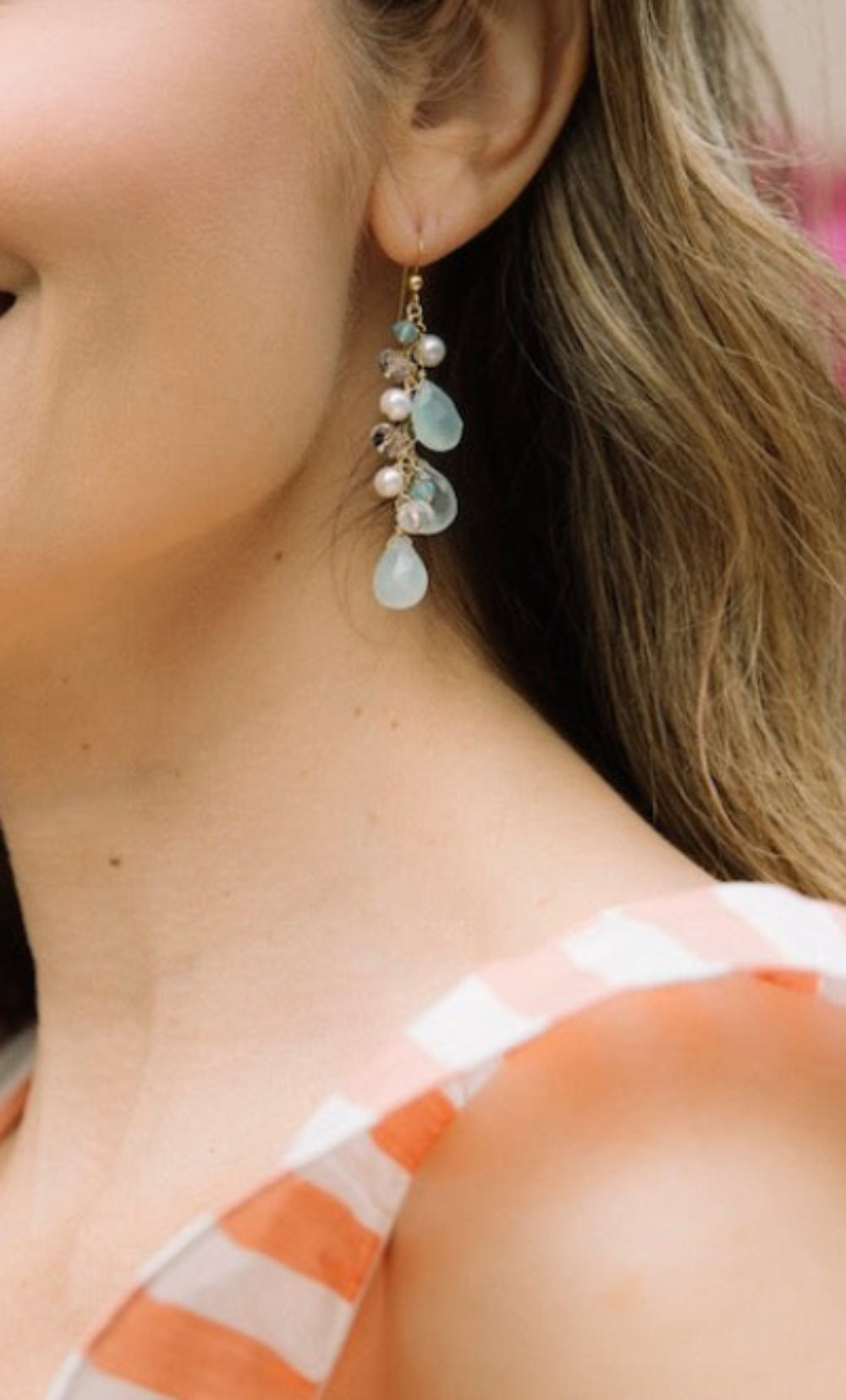 Cascade Cluster Earrings in Chalcedony